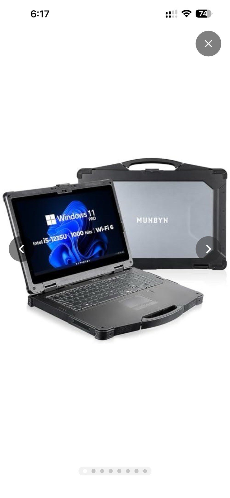 MUNBYN IRX16 Rugged Laptop i5-1235U 16GB 512GB IP65 1000 Nit Win11 Pro