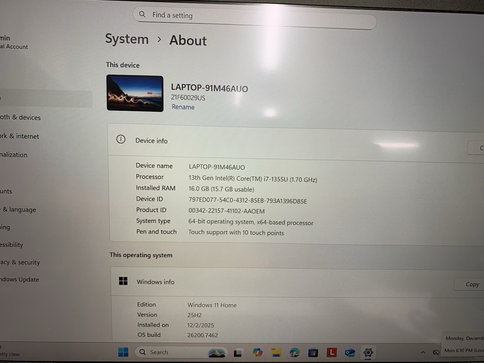 Lenovo Thinkpad T14s Gen. 4 14″ Laptop (Intel Core i7-1355U 16GB RAM 1TB)