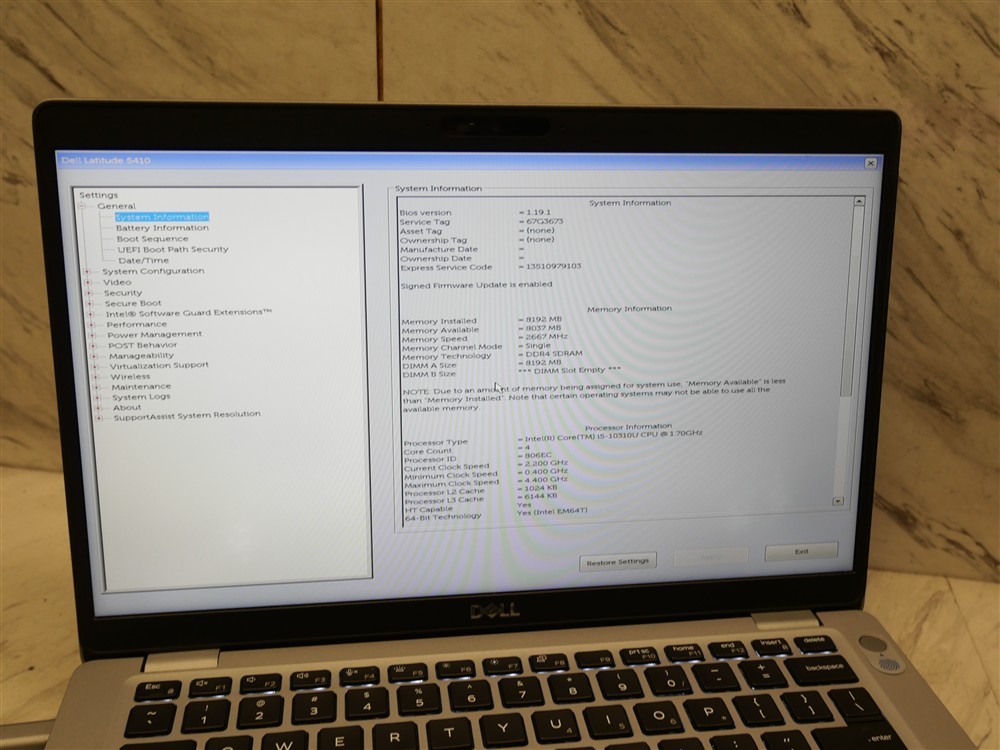 DELL LATITUDE 5410 14″ Laptop i5-10310U 1.7ghz 8GB RAM w/ EXCELLENT BATTERY