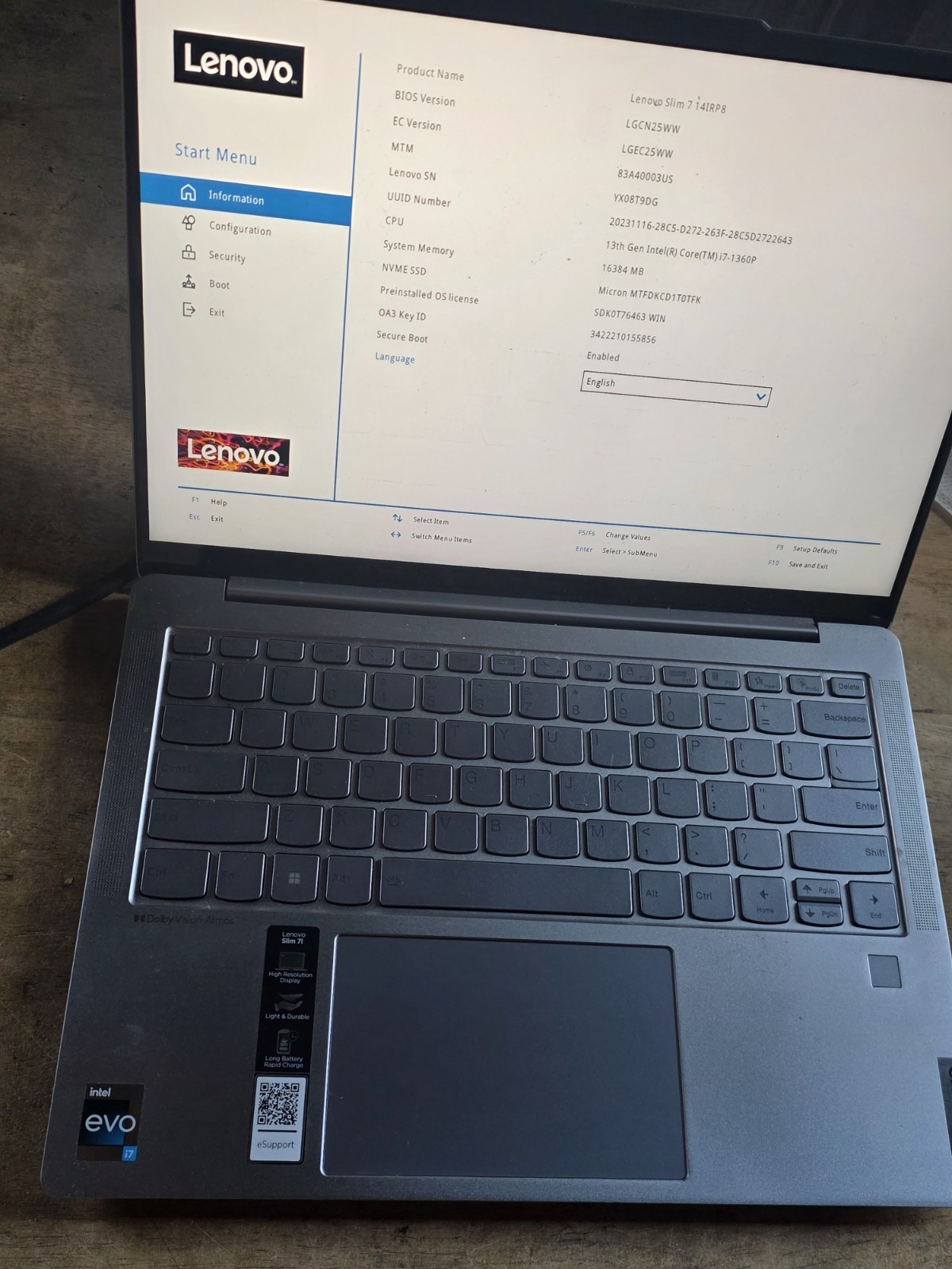 Lenovo Slim 7 14IRP8 14” (1TB SSD, Intel Core i7 13th Gen., 4.60GHz, 16GB T9dg