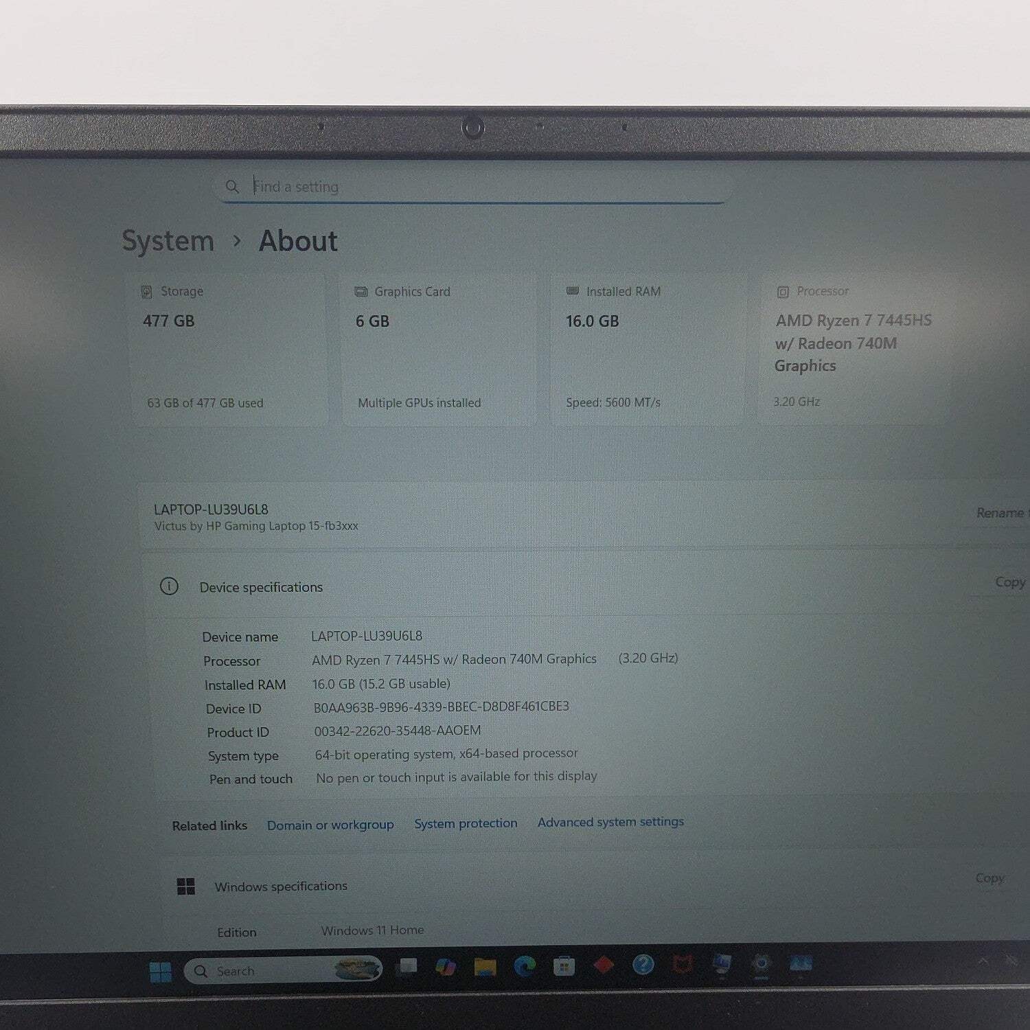 HP Victus 15.6″ Ryzen 7 7445HS 3.2GHz 16GB RAM 512GB SSD GeForce RTX 4050