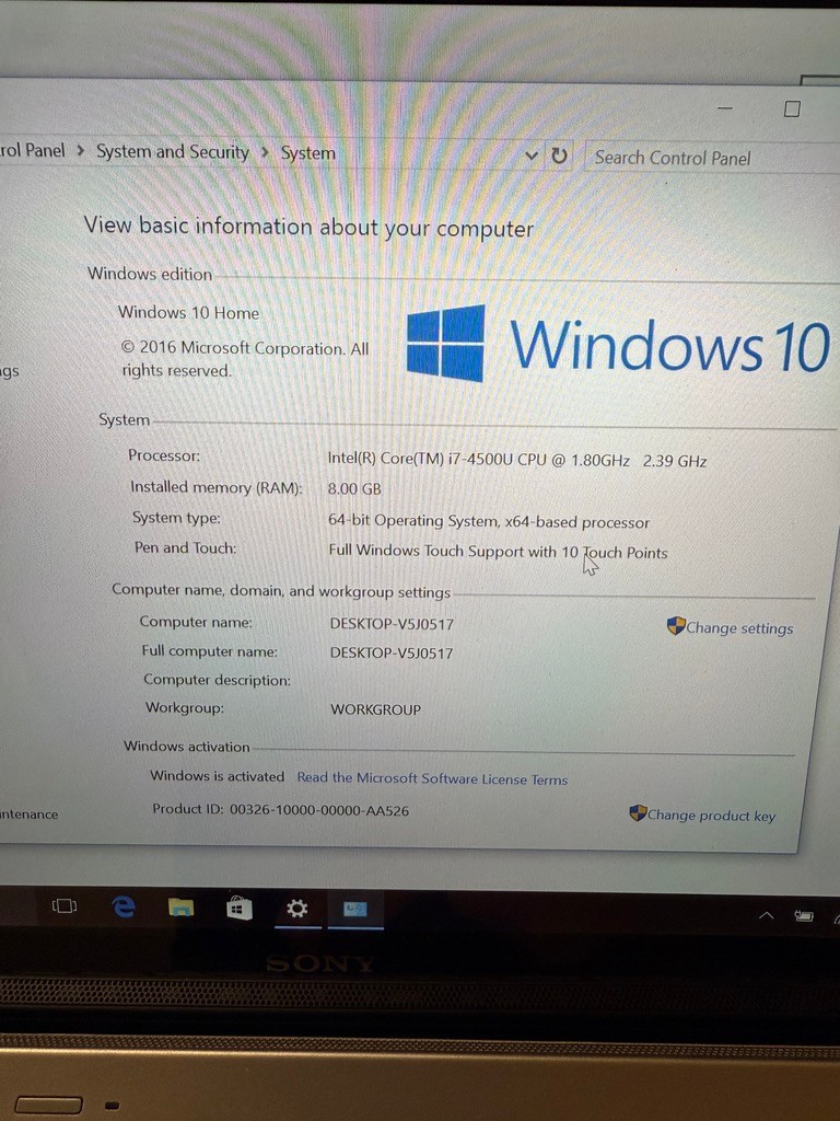 Sony VAIO Pro 13 Ultrabook SVP132A1CL i7 4500U 8GB Ram 128GB SSD, WINDOWS 10 HOM
