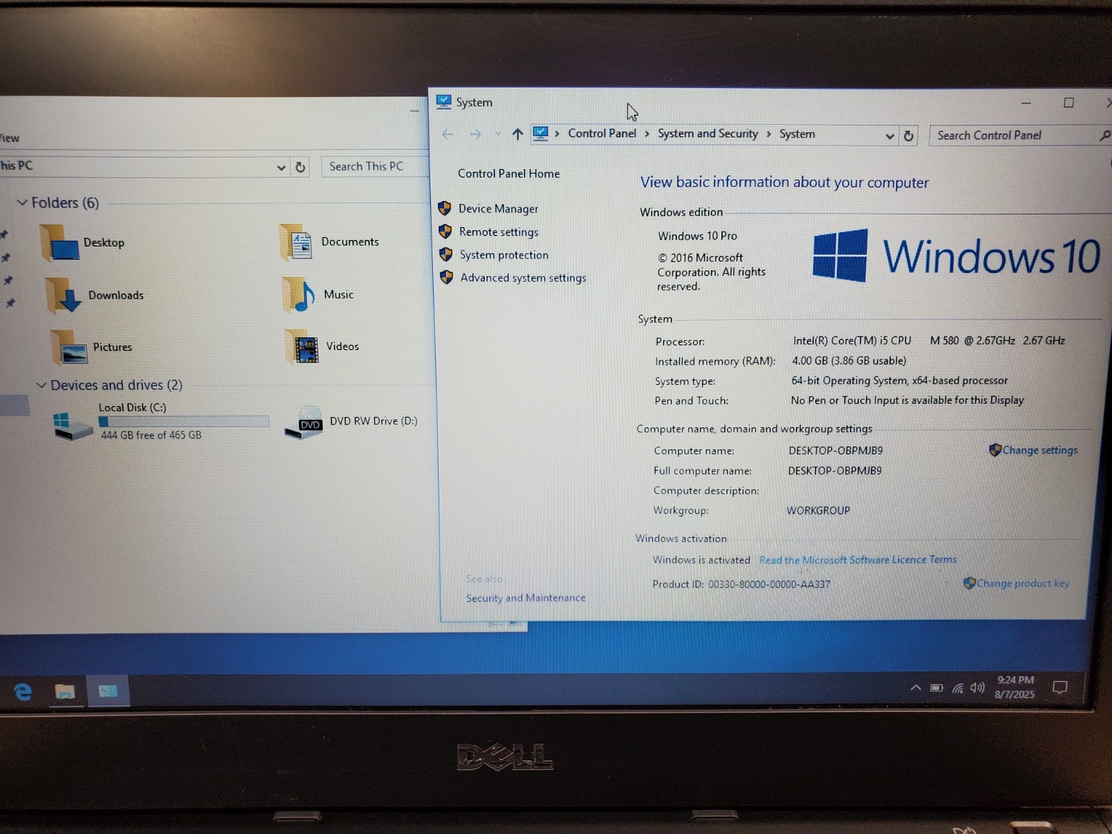 Dell Latitude E6510 14” Intel Core i5 M580 2.67GHz 4GB 500GB Win 10 Pro DVD-RW