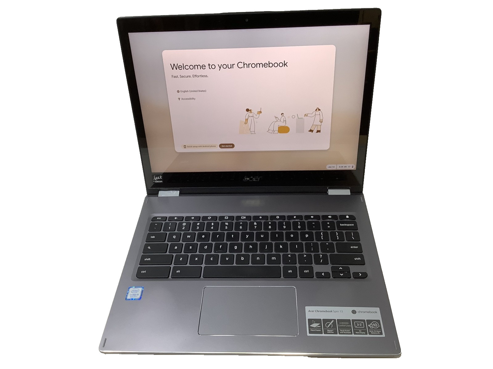 Acer Chromebook Spin CP713-1WN-55HT 13.5″ Touch i5-8250U @ 1.6 8GB RAM 64GB eMMC