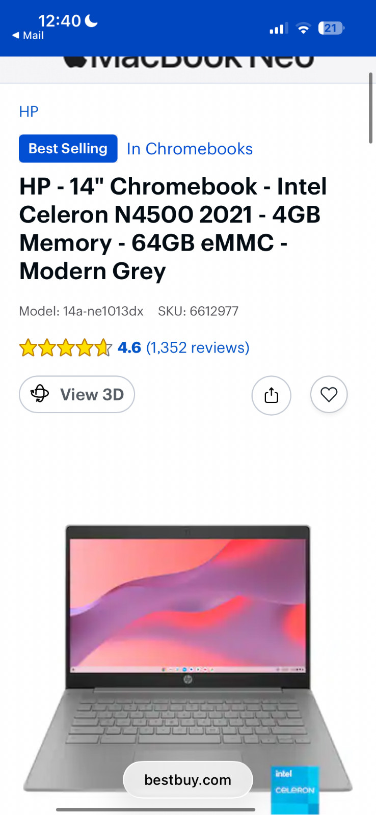 HP – 14″ Chromebook – Intel Celeron – 4GB Memory – 64GB eMMC – Modern Grey