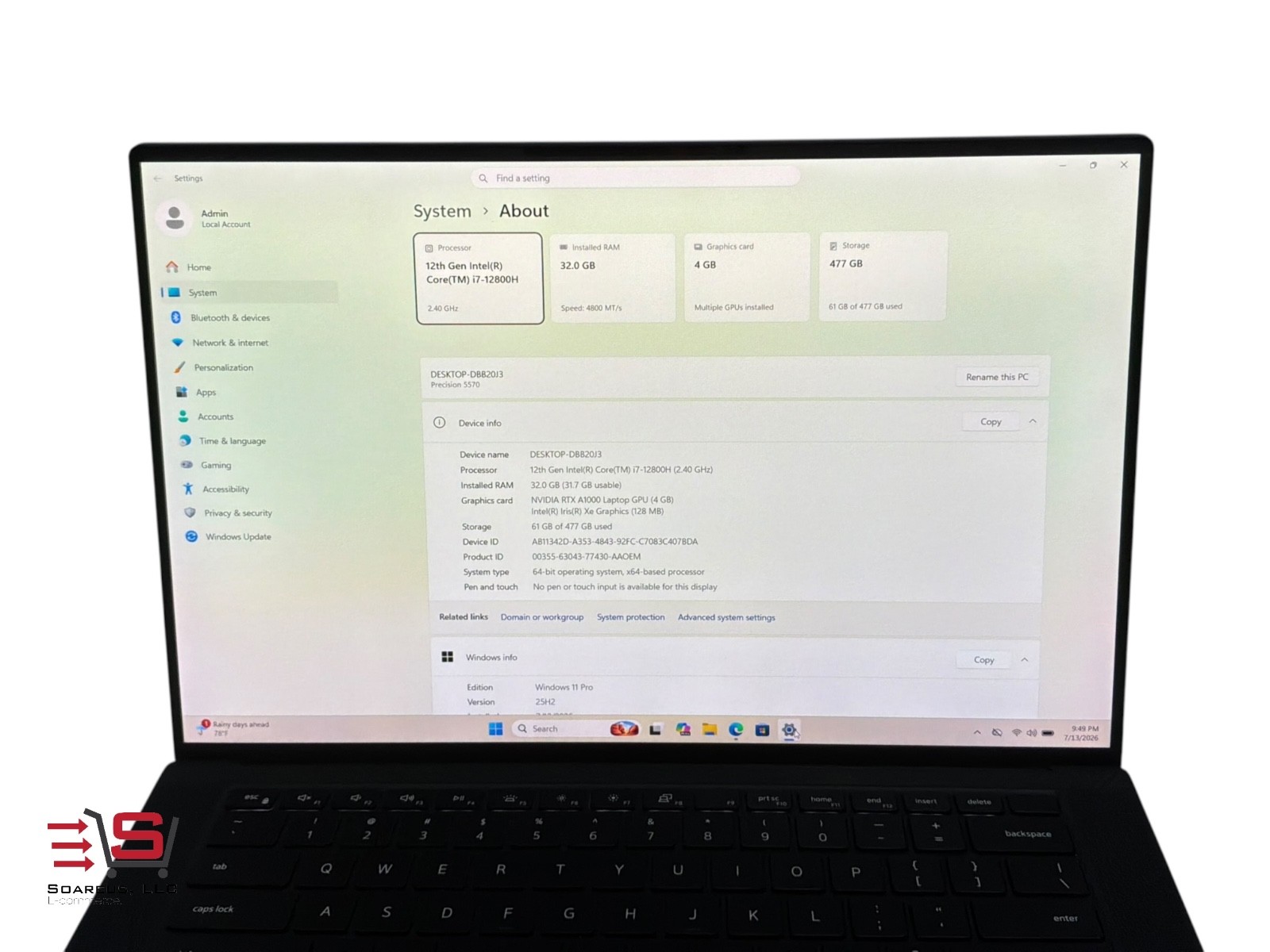 ⭐️Dell Precision 5570 15.6″ i7-12800H 32GB RAM DDR5 512GB SSD RTX A1000⭐️