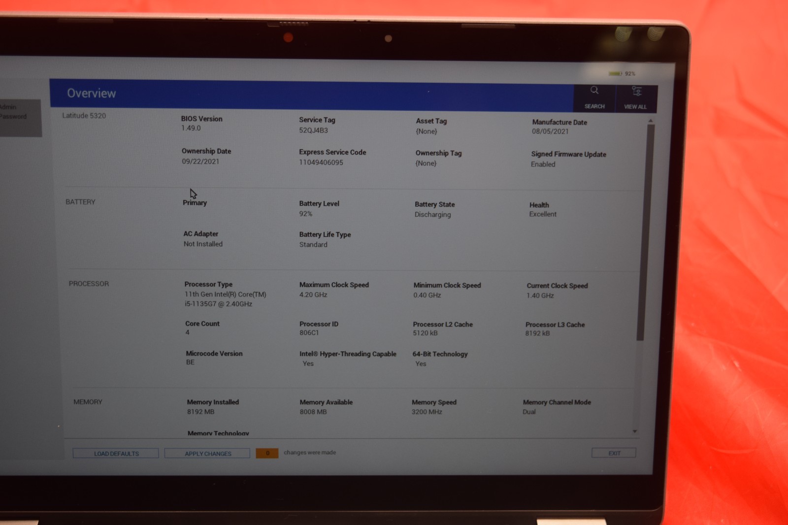 Dell Latitude 5320 Used 13.2″ i5-1135G7, 256GB NVMe, 8GB RAM