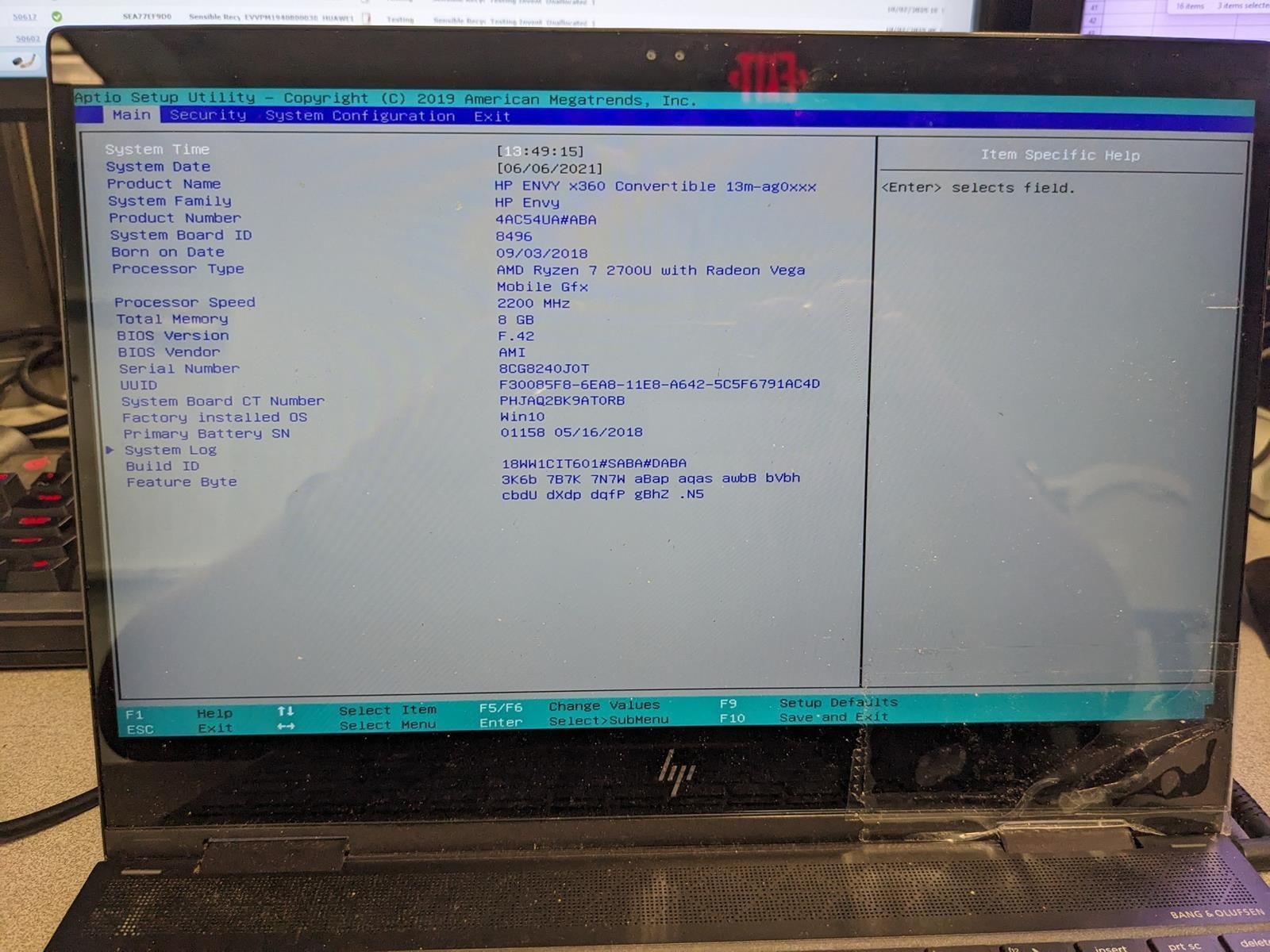 HP ENVY X360 M CONVERTIBLE AMD RYZEN 7 2700U @ 2.2GHz, 8GB RAM,NO HDD/OS-(PARTS)