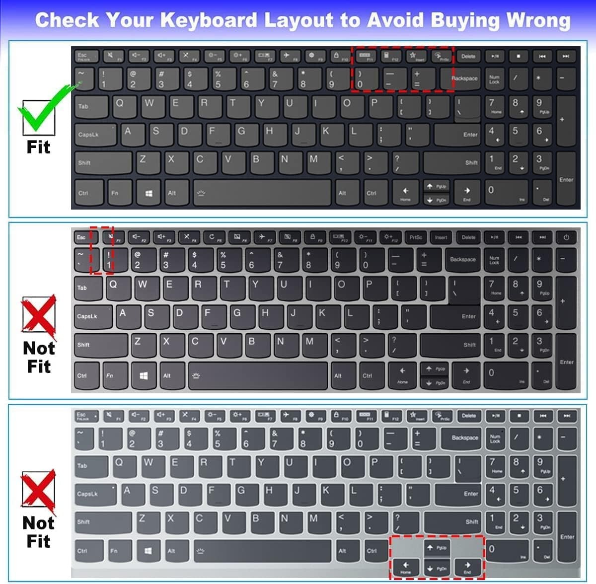 Keyboard Cover for Lenovo V15 G4, V15 G3, V15 Gen 2, IdeaPad 1, 5 Slim 16″
