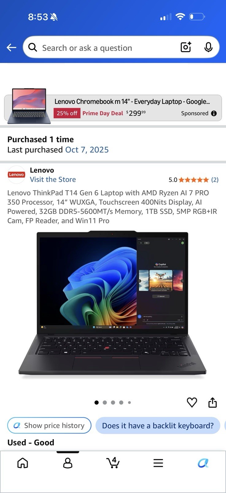 Lenovo ThinkPad T14 Gen 6 14in Ryzen 7 PRO 32GB 1TB SSD Touch Win 11 Pro