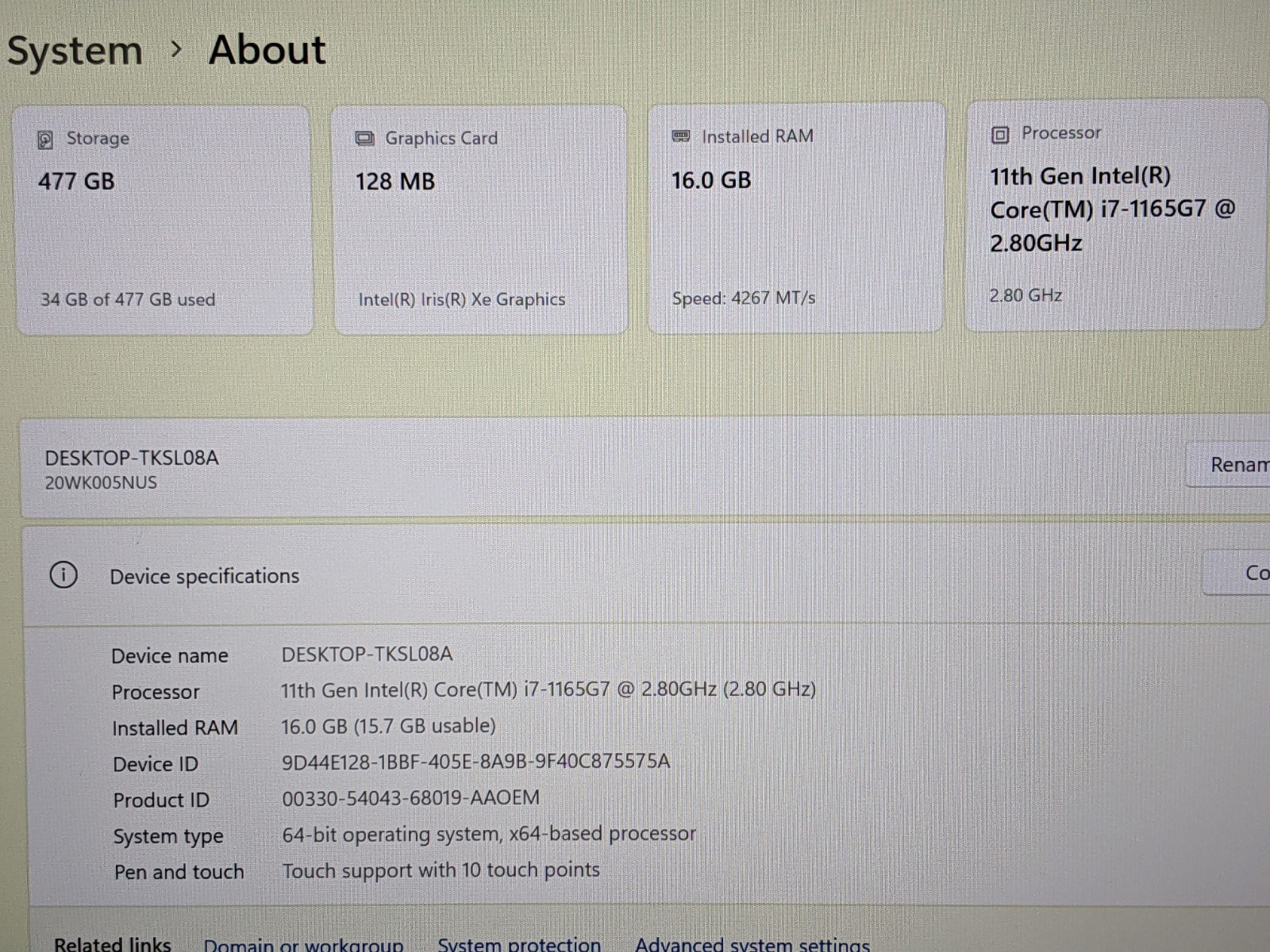 Lenovo ThinkPad X13 Gen 2i 13.3″FHD+ TOUCH i7-11 2.8GHz 16GB 512GB SSD W11P +PA