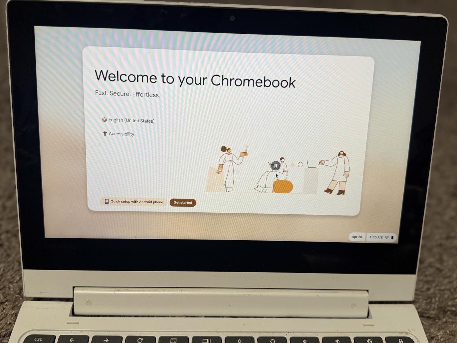 Lenovo Chromebook 11in MediaTek MT8173C White Laptop Chrome OS w/ Charger