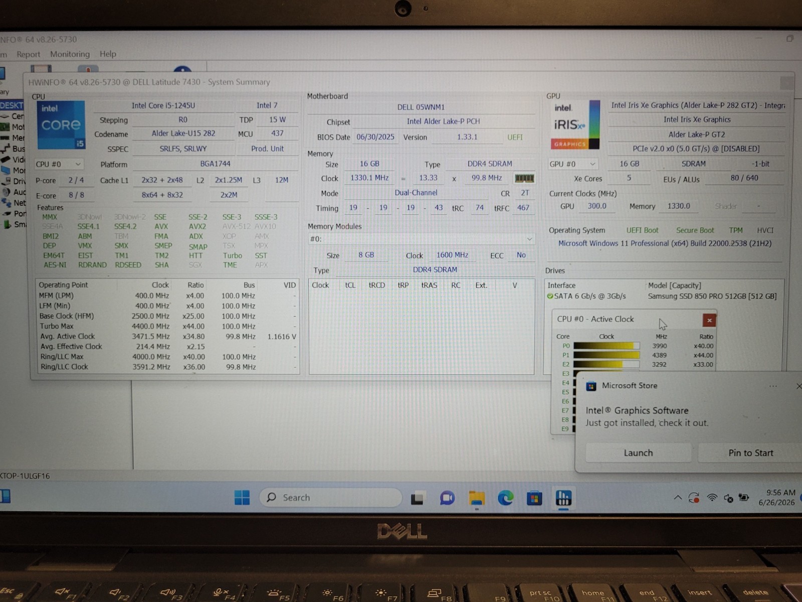 Dell latitude 7430 14″ i5-1245u 1.6ghz 16gb onboard ram no ssd used READ 2CHG3T3