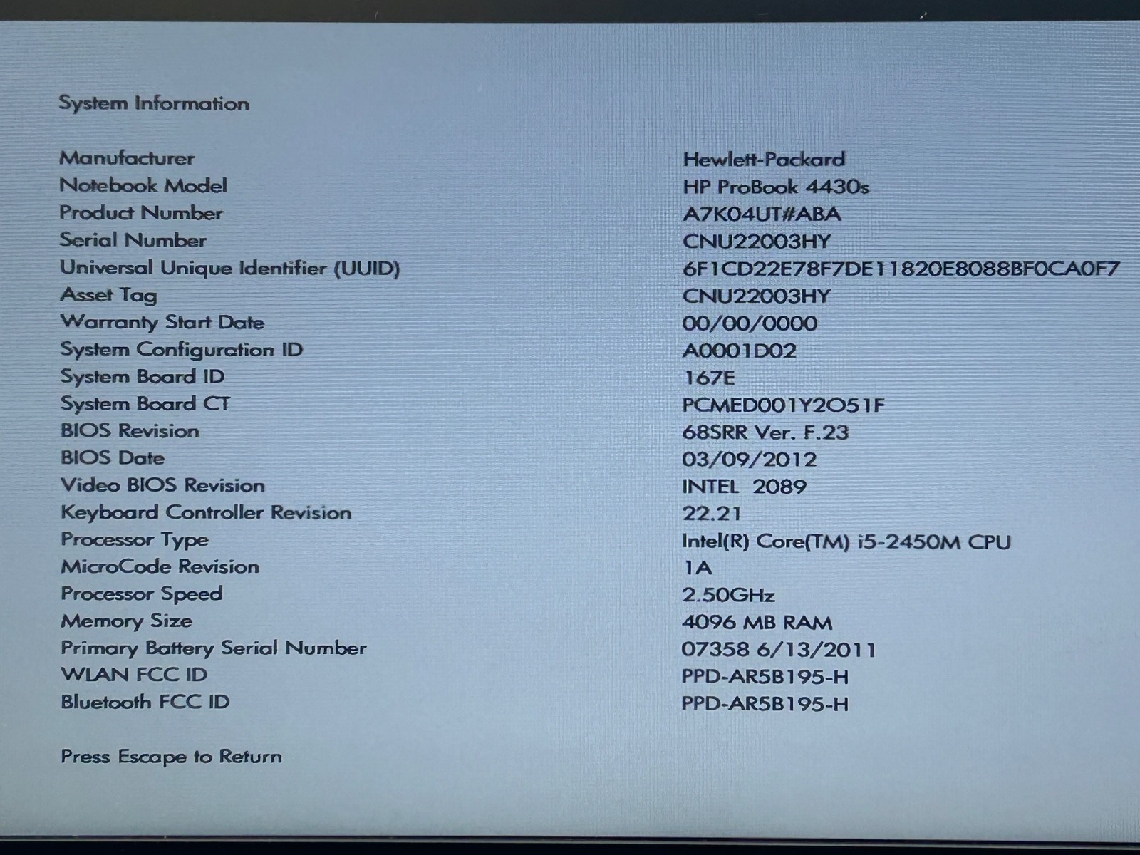 HP ProBook 4430s 14″ Business Laptop i5-2450M 4GB RAM No HDD No SSD