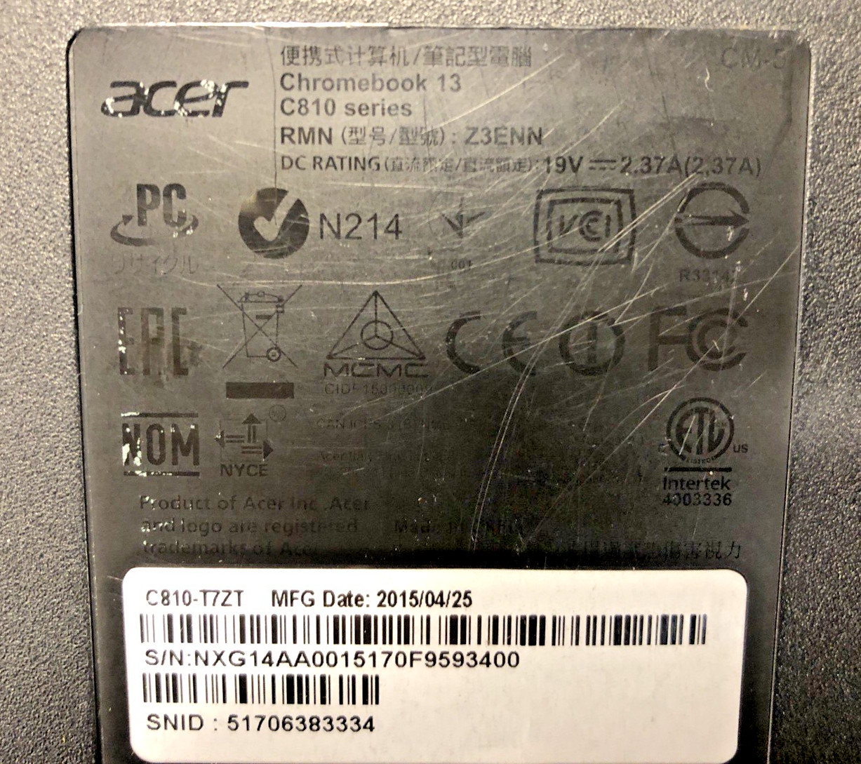 Acer Chromebook 13 C810-Z3ENN 13-inch | NVIDIA Tegra K1 | 4GB | 16GB eMMC
