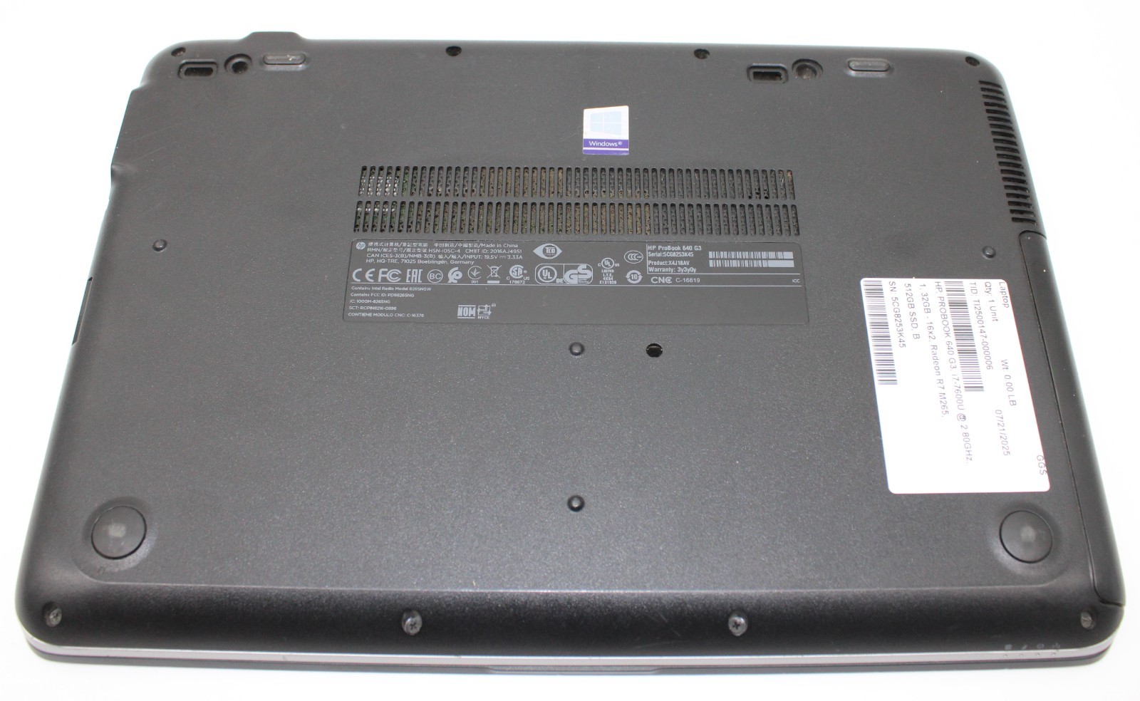 14″ HP ProBook 640 G3 Laptop i7-7600U @ 2.80GHz 32GB RAM 512GB SSD R7 M265