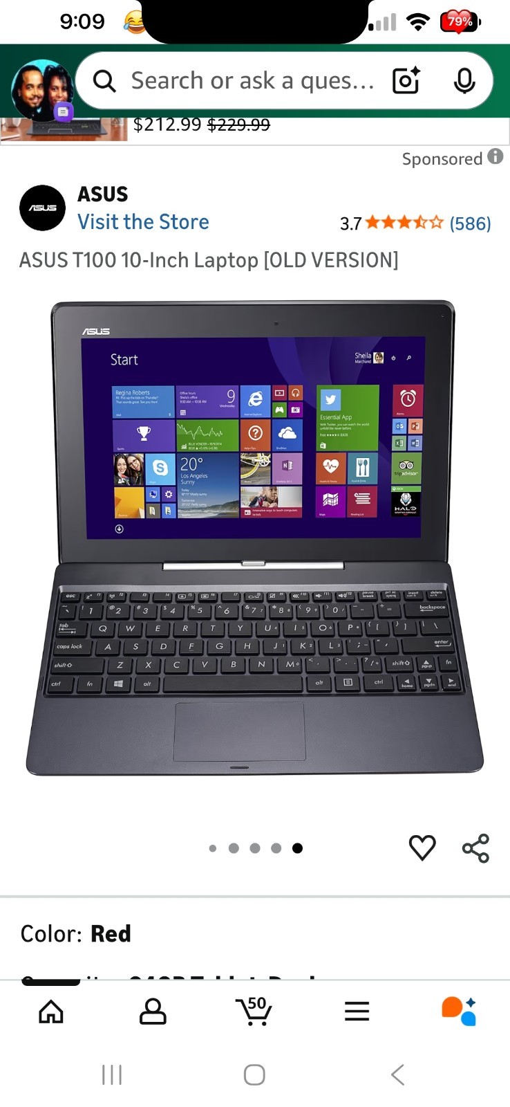 ASUS T100TA 10.1in. 500GB HDD 32GB Intel Atom 1.33GHz Convertible 2 in 1 Laptop