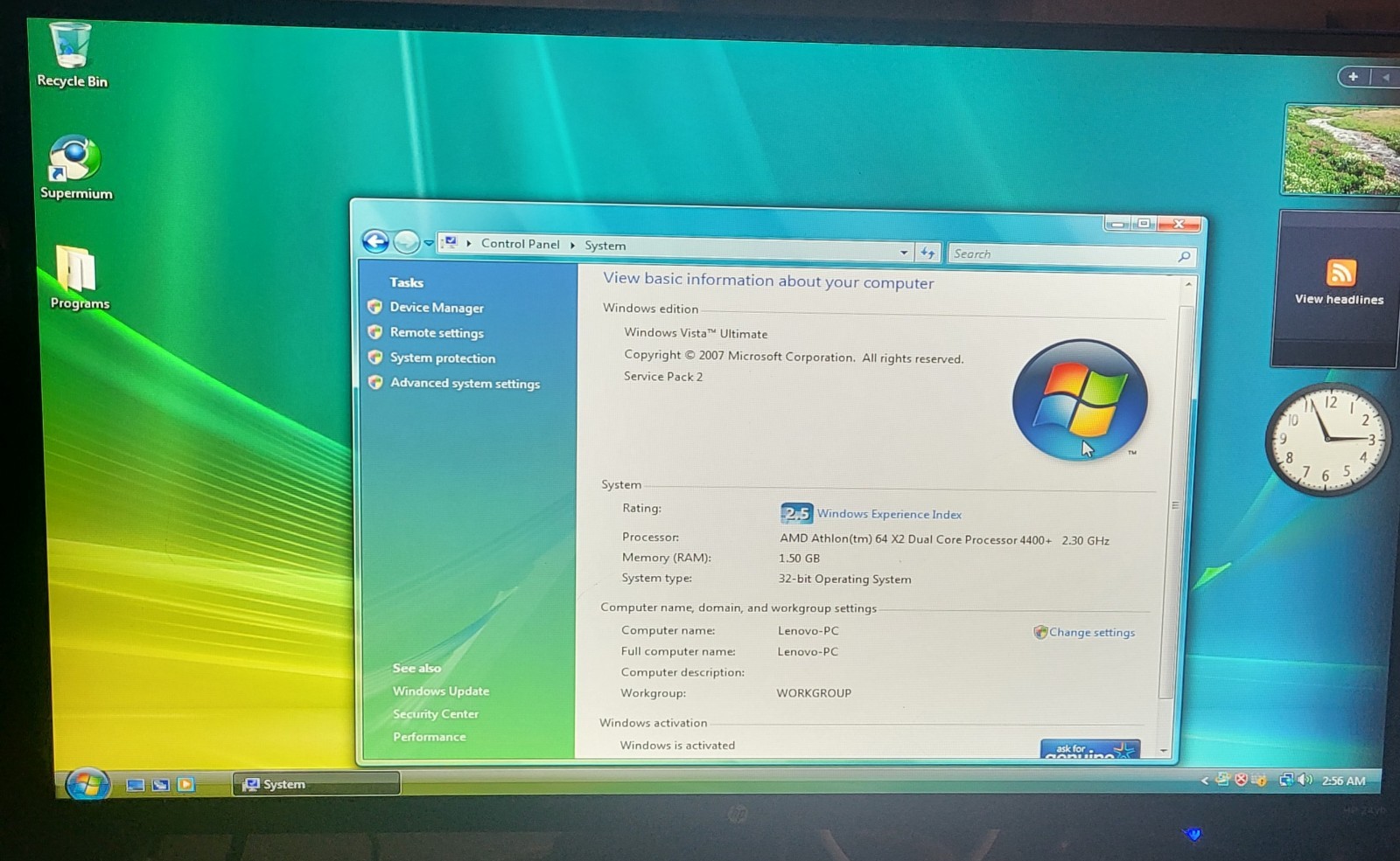 Ibm Lenovo Thinkcentre A60 9144A18 Desktop AMD Athlon X2 1,50gb RAM Win Vista