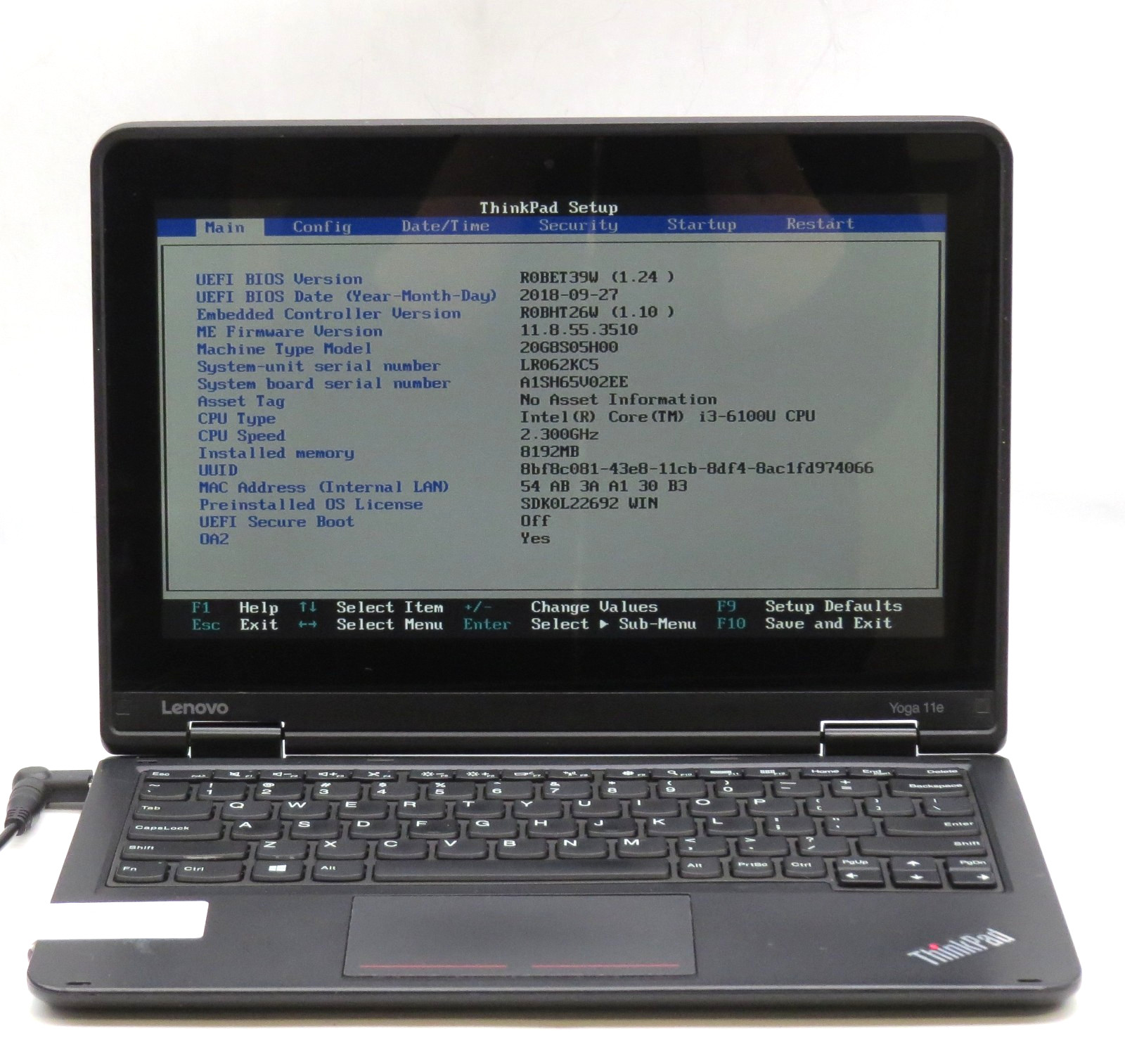Lenovo ThinkPad Yoga 11e/i3-6100U @ 2.30GHz/8GB DDR3 RAM/No HDD/No OS