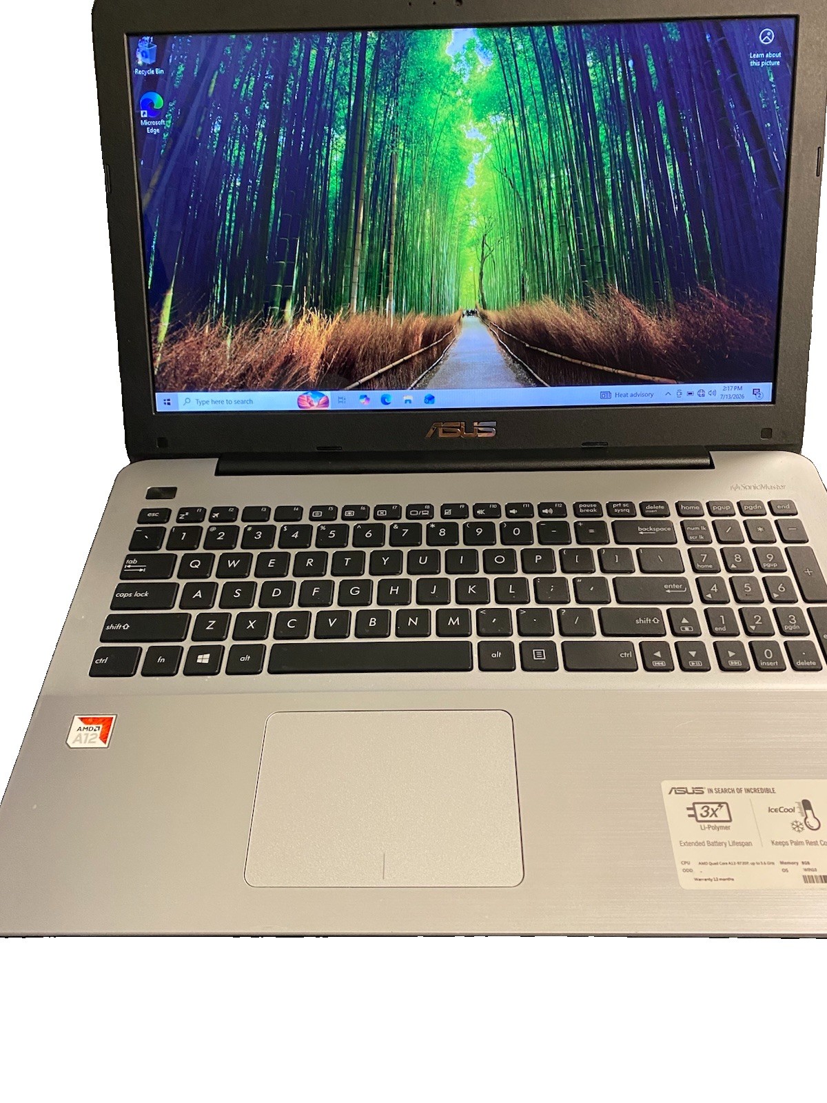 ASUS X555Q Laptop AMD A12-9720P 8GB RAM 120GB SSD Windows 10 Working
