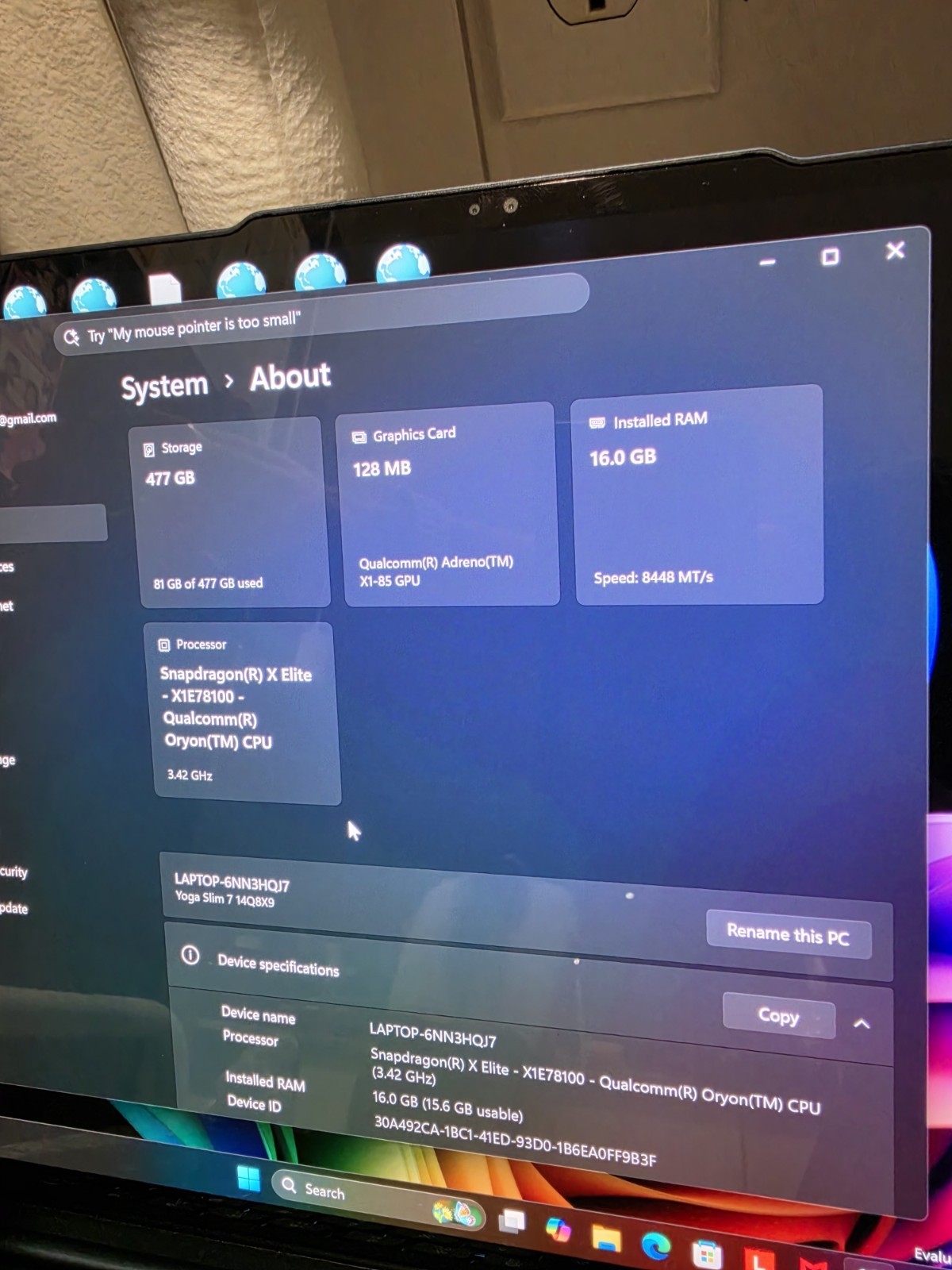Lenovo Yoga Slim 7x 14.5 QHD+ TOUCH 3.42 GHz Snapdragon X Elite 16GB 512GB SSD