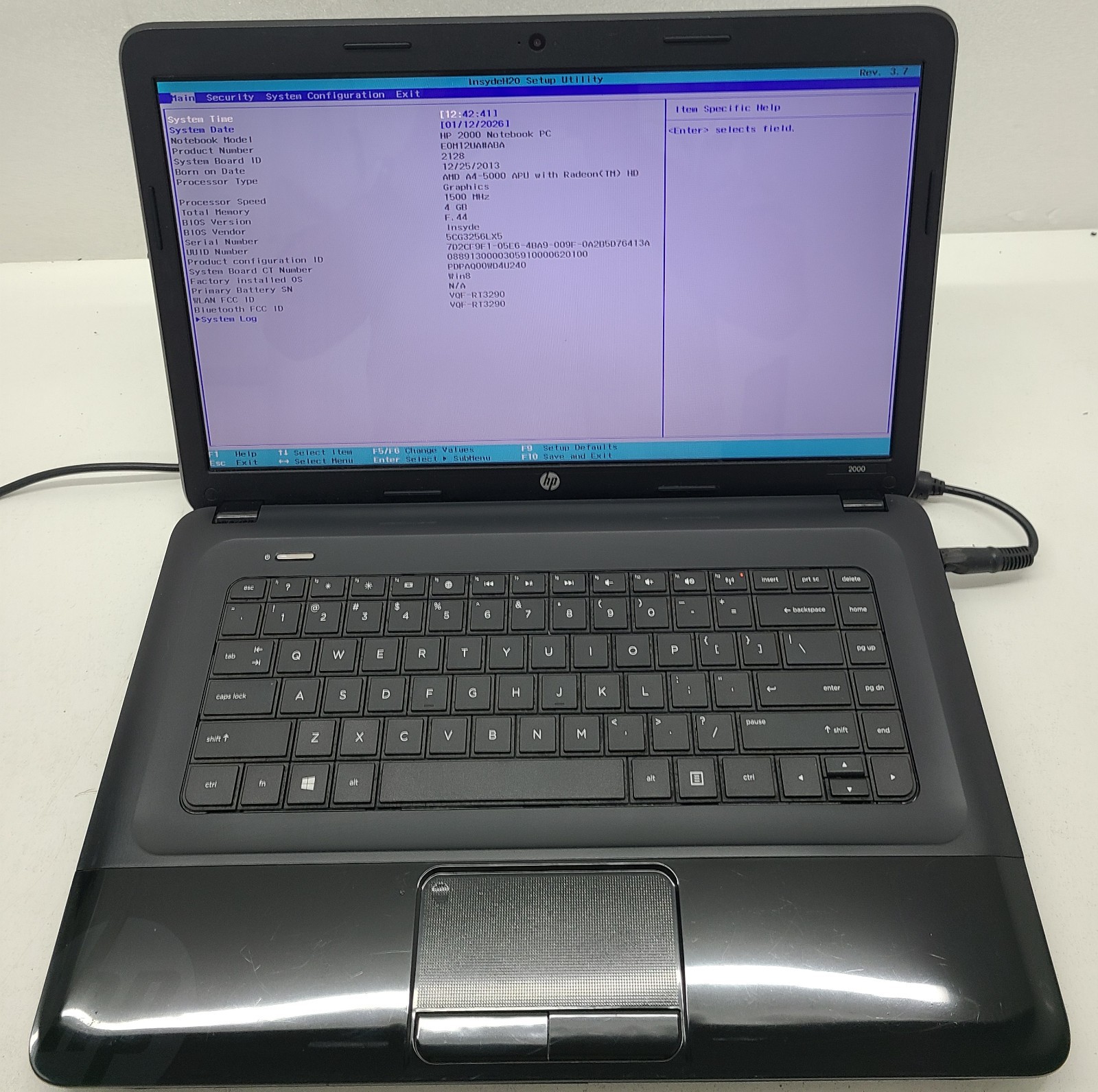 HP 2000-2D70NR 15.6″ Laptop AMD A4-5000 4GB Ram NO HD/OS/BATT (FL)