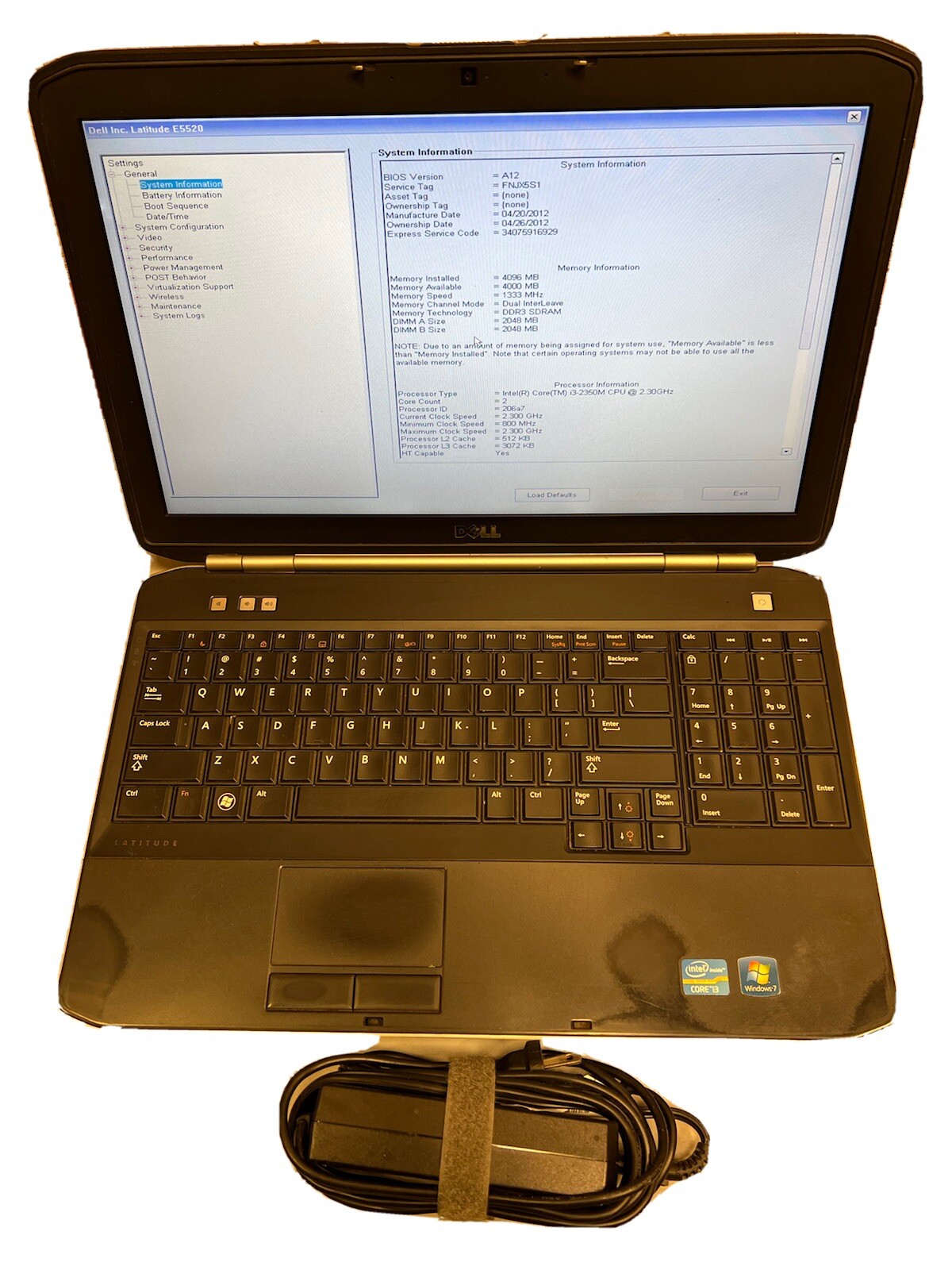 Dell Latitude E5520 Intel Core i3-2350 2.30GHz 4GB RAM 320GB HDD WEBCAM Win 10