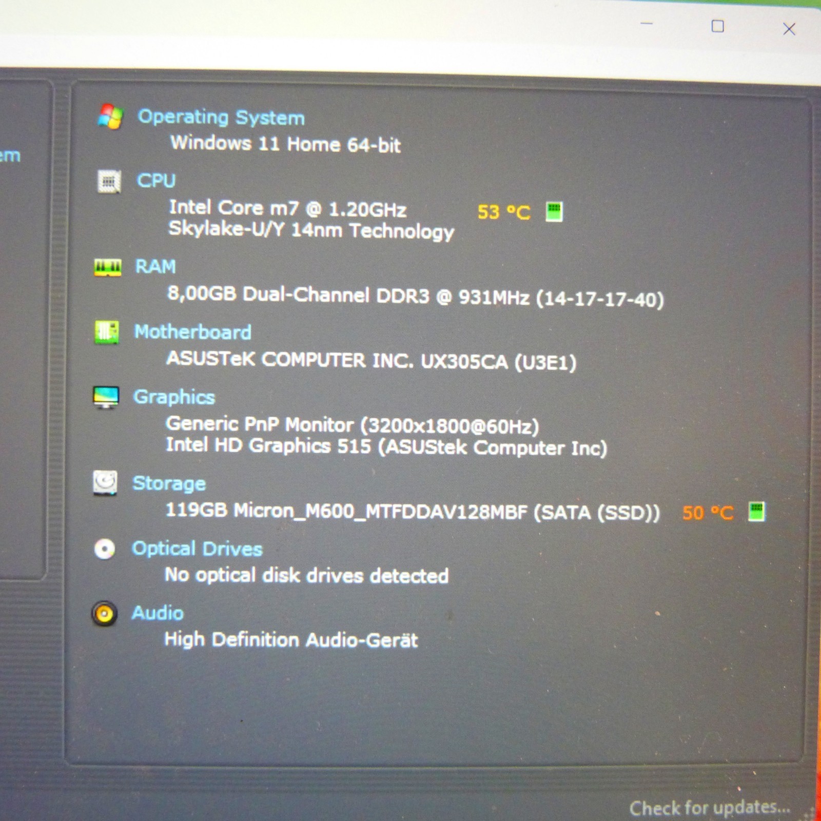 Asus UX305 ZenBook PRO Bang Olufsen Sound CORE M7 L 13″ QHD I Windows 11 SSD