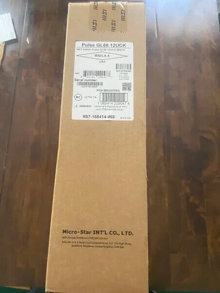 MSI gaming labtop Pulse GL66 12UCK