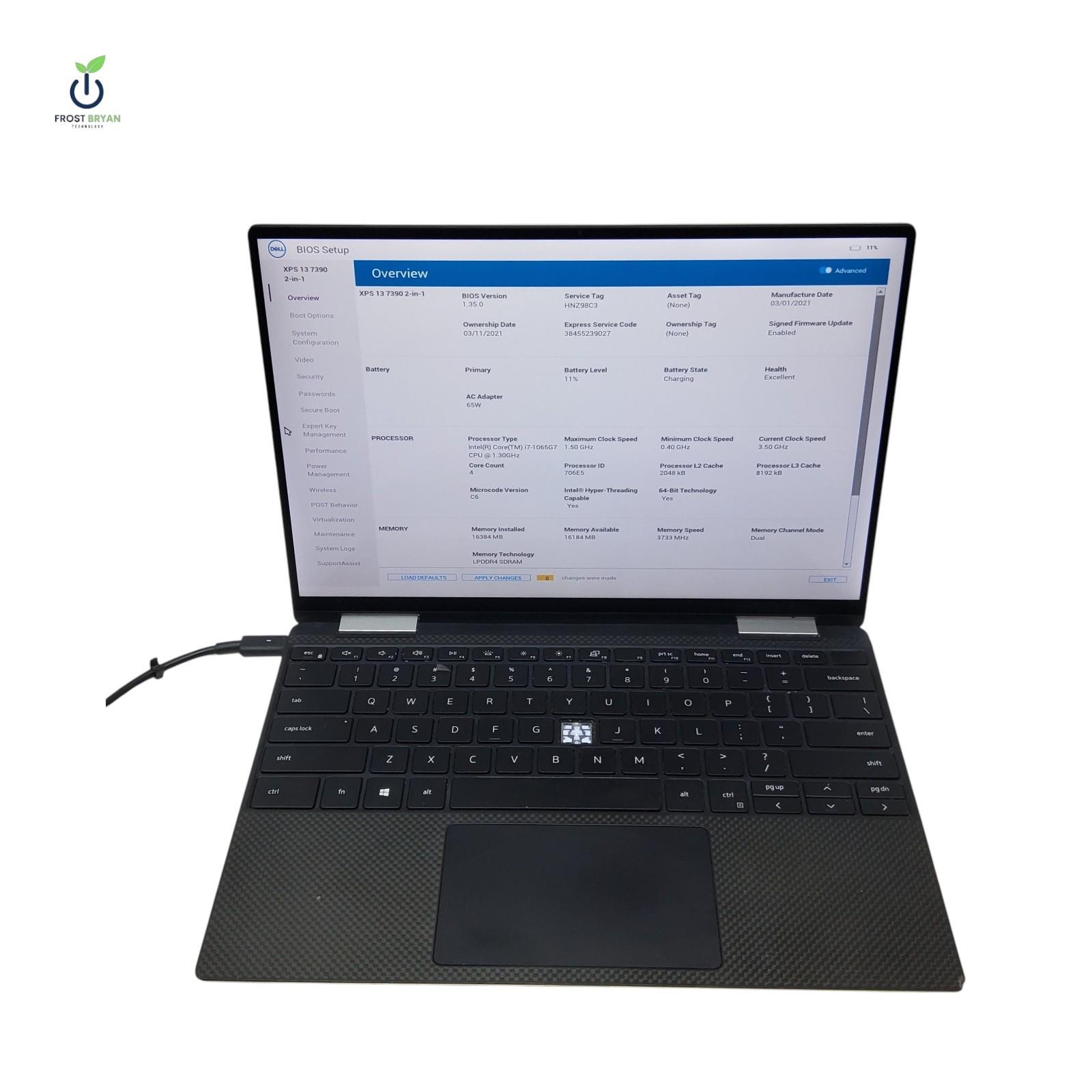 DELL XPS 13 7390 2N1 i7-1065G7@1.30GHz 16GB 512GB No OS Grade D [DEFECTIVE]