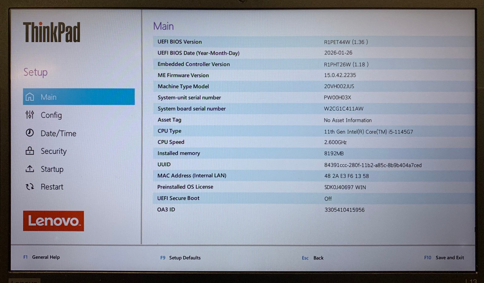 Lenovo ThinkPad L13 Gen 2 14″ Laptop i5-1145G7 8GB RAM 256GB NVMe, As Is