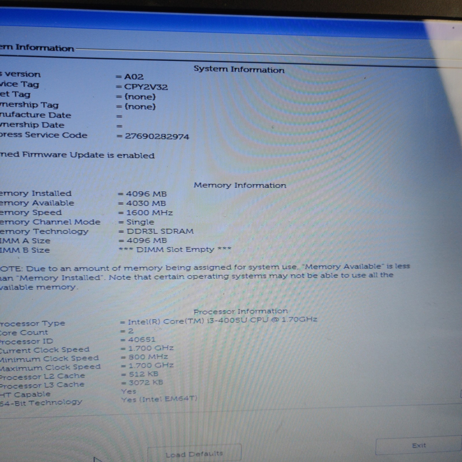 DELL INSPIRON 5558 Laptop Intel Core i3-4030U 1.90 GHZ 4GB RAM NO SSD/OS/AC/BATT