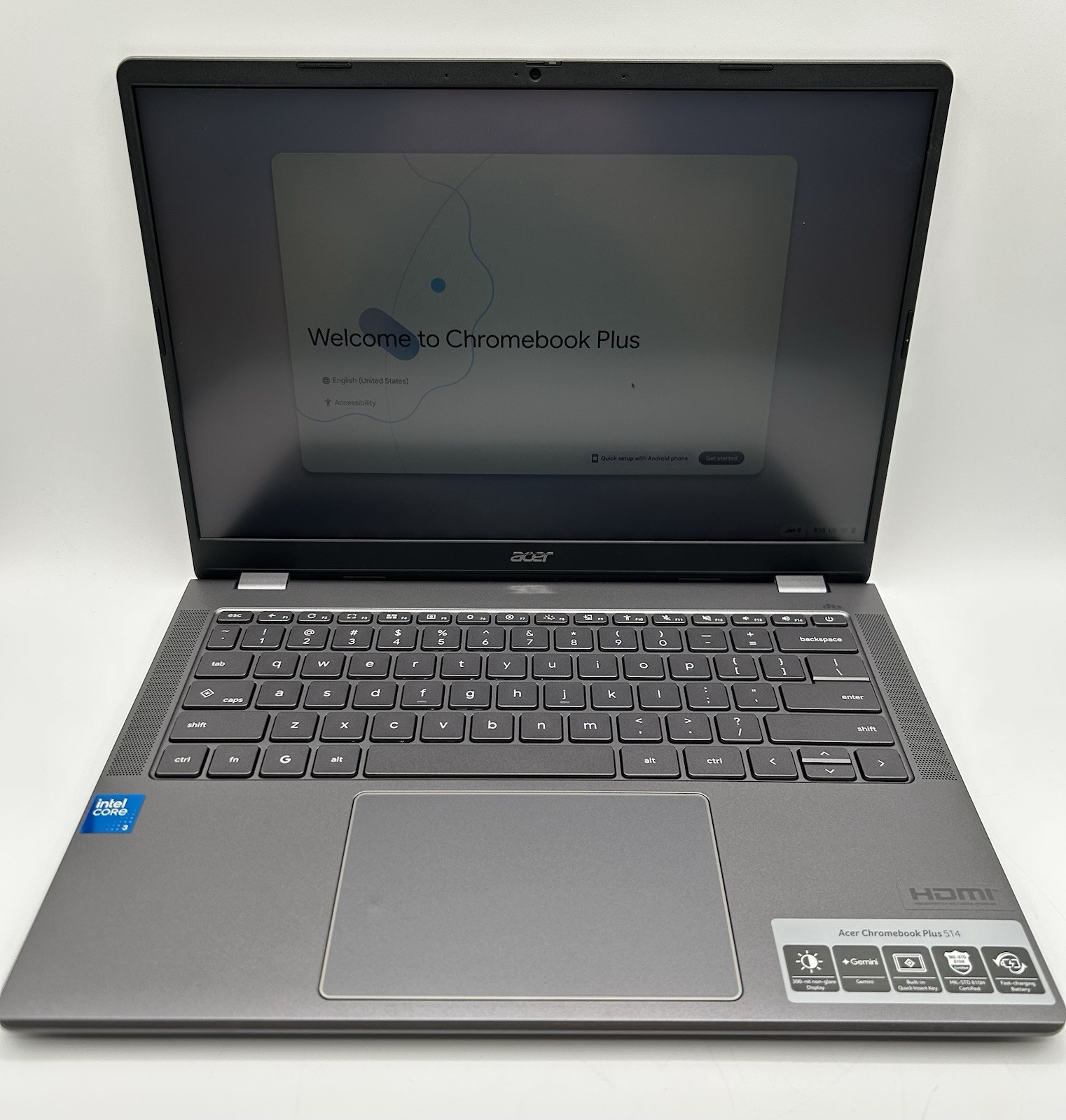 Acer Chromebook Plus 514 14″ Touch Core 3 N355 8GB 512GB SSD Gray-USED