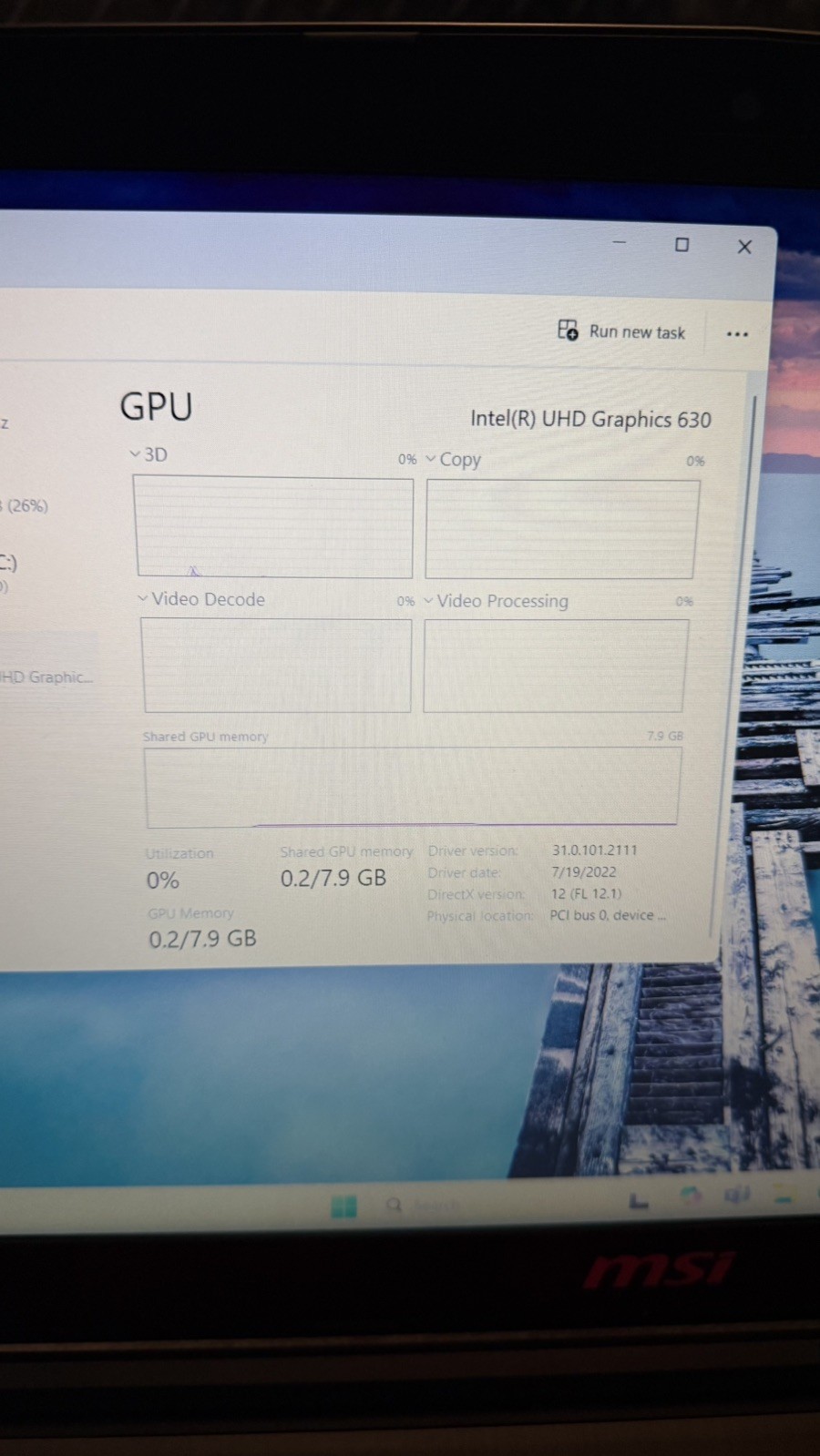 MSI GV62 8RD i5-8300H 2.3ghz 16gb ram 1tb ssd