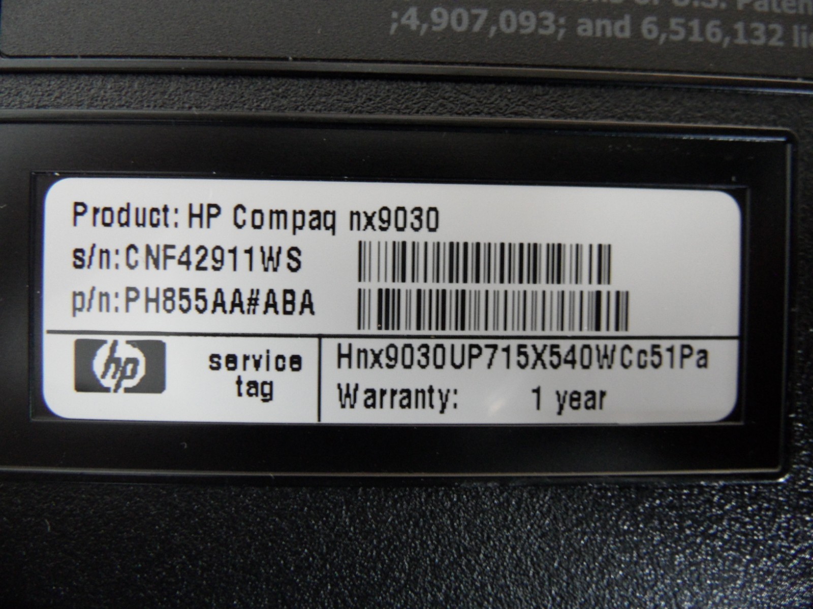 HP Compaq nx9030 Laptop For Parts Posted Bios 40GB Hard Drive Wiped *