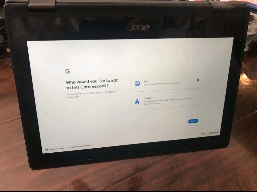 Acer Chromebook Model N18Q6 R752TN C2J5 Celeron N4000 4GB mem 32GB touch