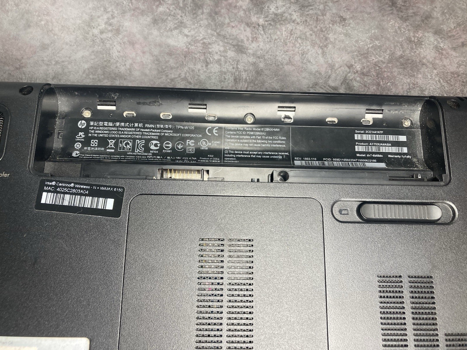 HP Laptop Intel Core I5. No Ram, SSD/HDD, OS, Or Batterie.