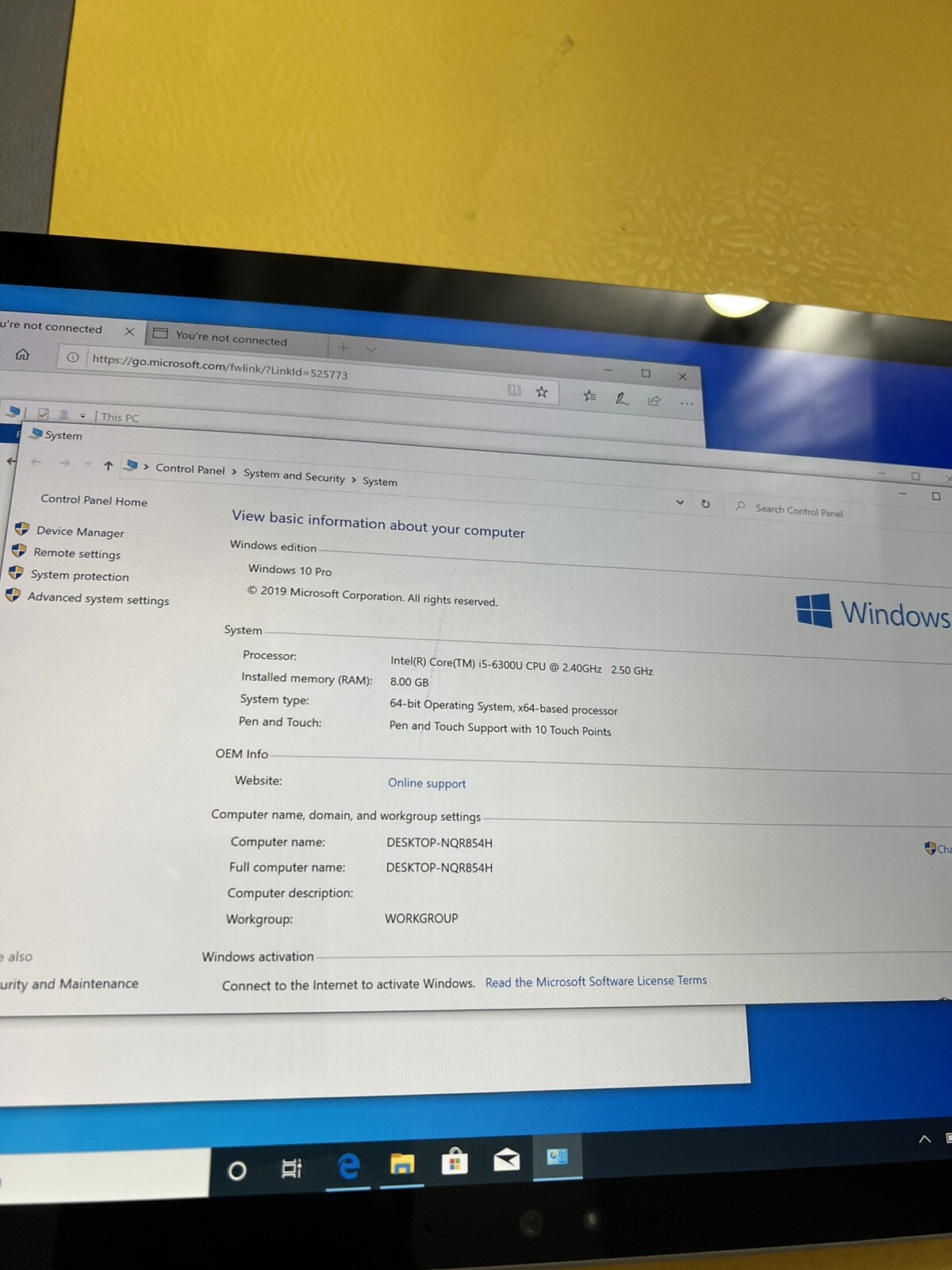 Microsoft Surface Pro 4 1724 12.3″ Intel i5-6TH GEN 2.4 GHz 8GB 256GB Battery