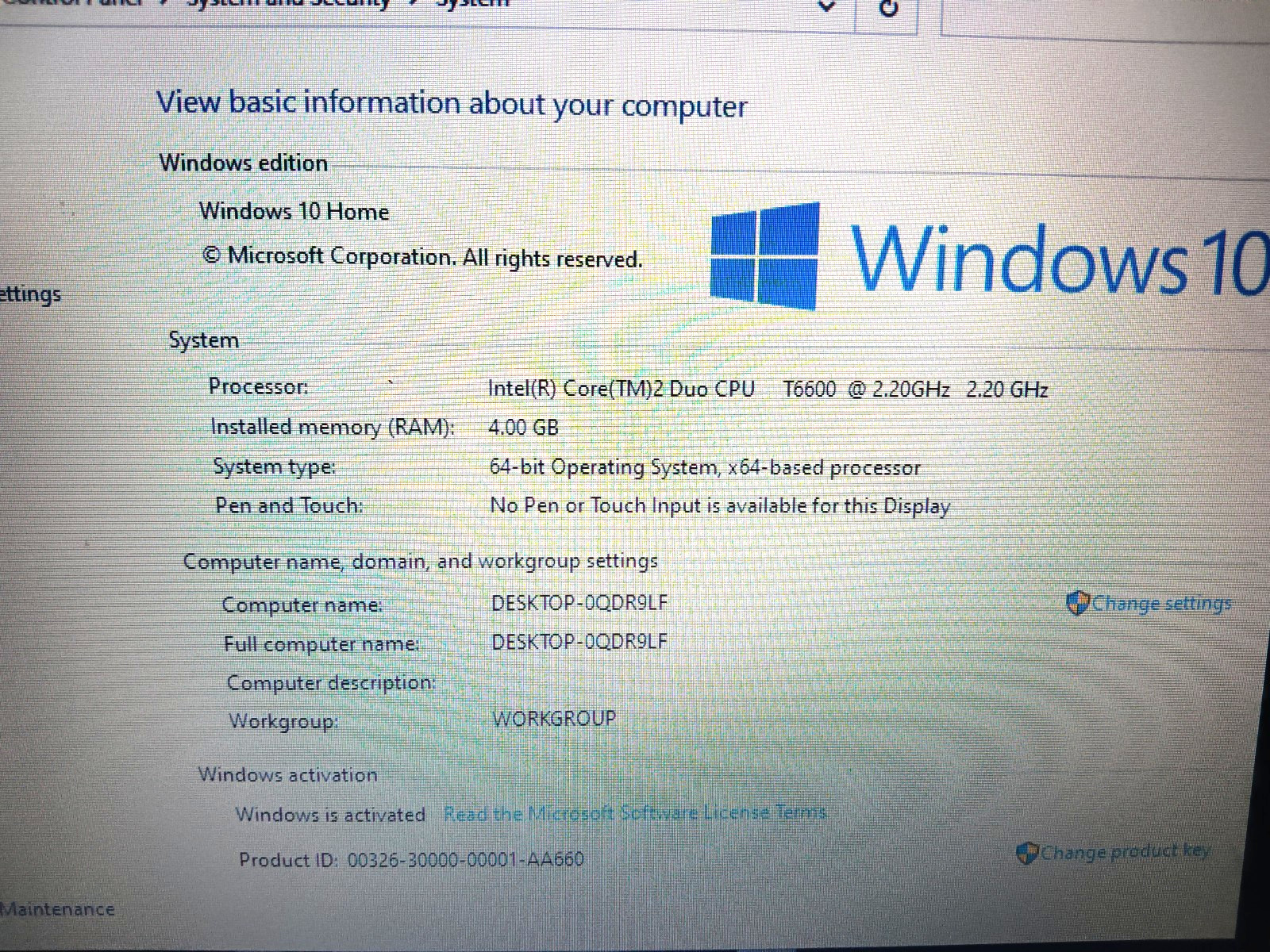 Emachines E527/Core2Duo T6600/2.20ghz/4gb/160gb/Windows 10 Home/Vga/15.6″