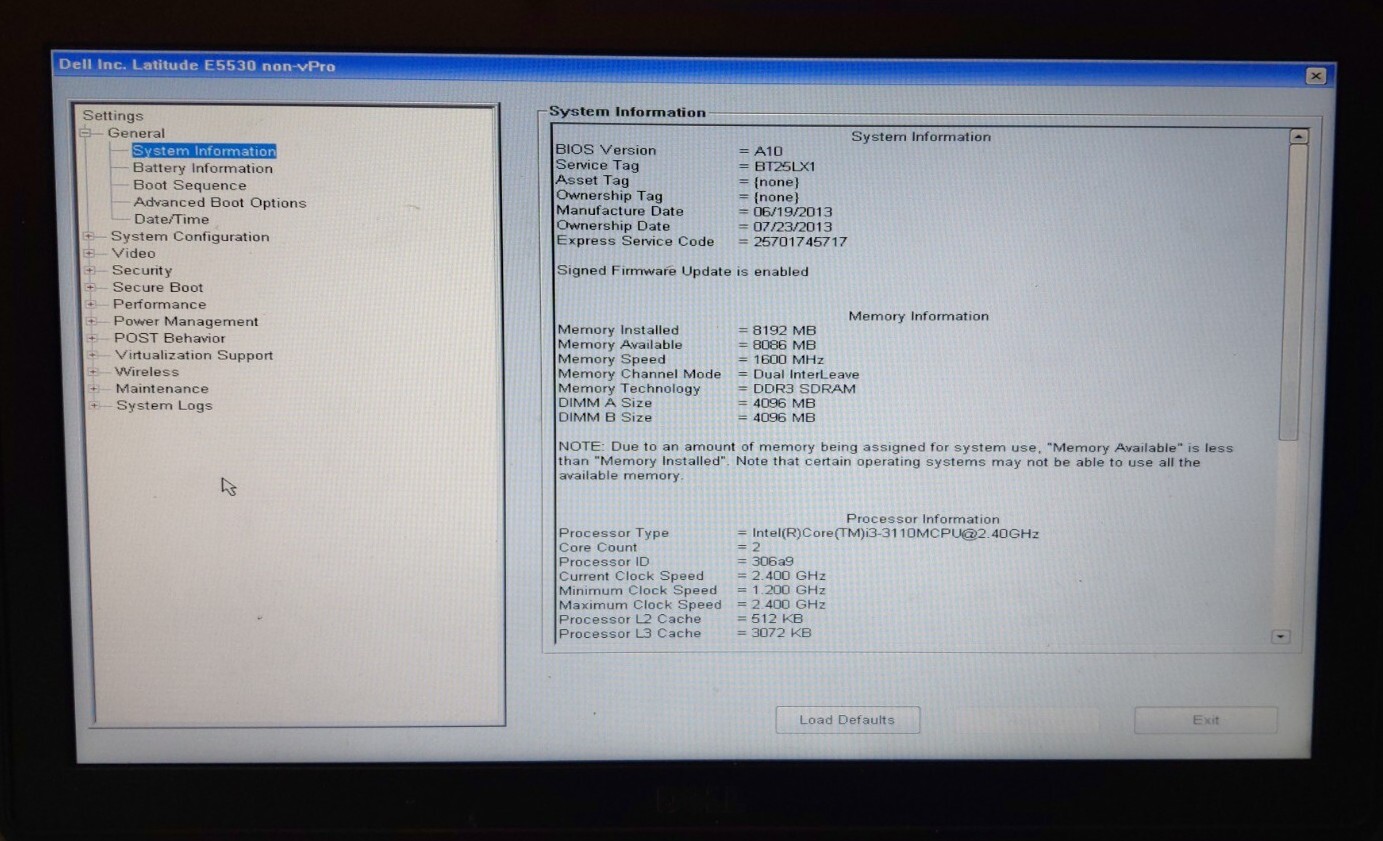 Dell Latitude E5530 Intel i3-3110M 2.40Ghz 8GB Ram 500GB HDD No Charger No OS