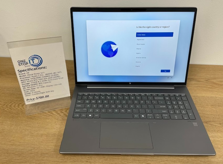 HP ZBook Power G11, Ryzen 7 Pro 8845HS, 16GB DDR5, Nvidia RTX 1000 ADA 512GB SSD