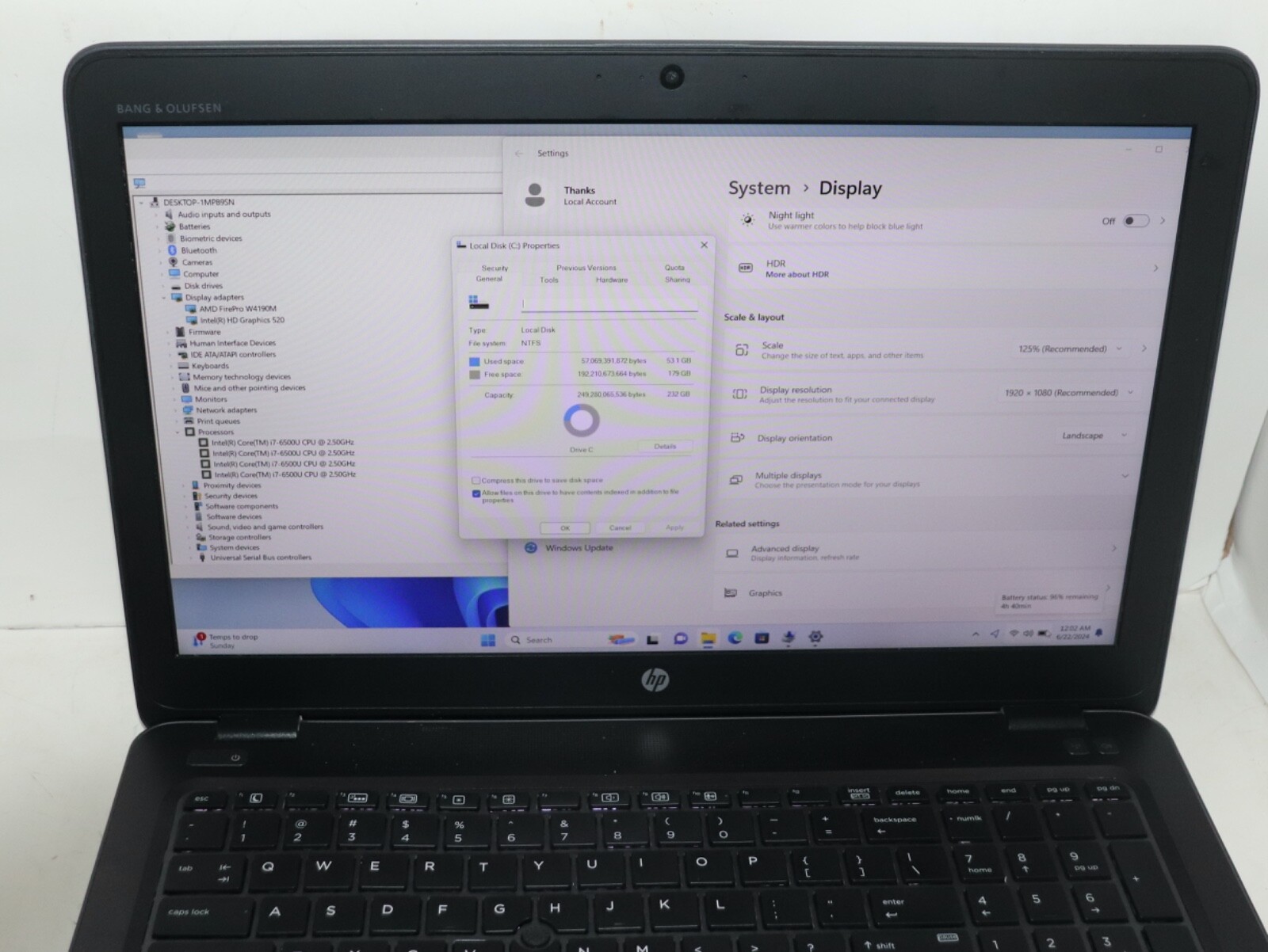 HP ZBOOK15u G3|Intel core i7@2.50GHz|16GB RAM|256GB SSD|WIN11 Pro|Webcam