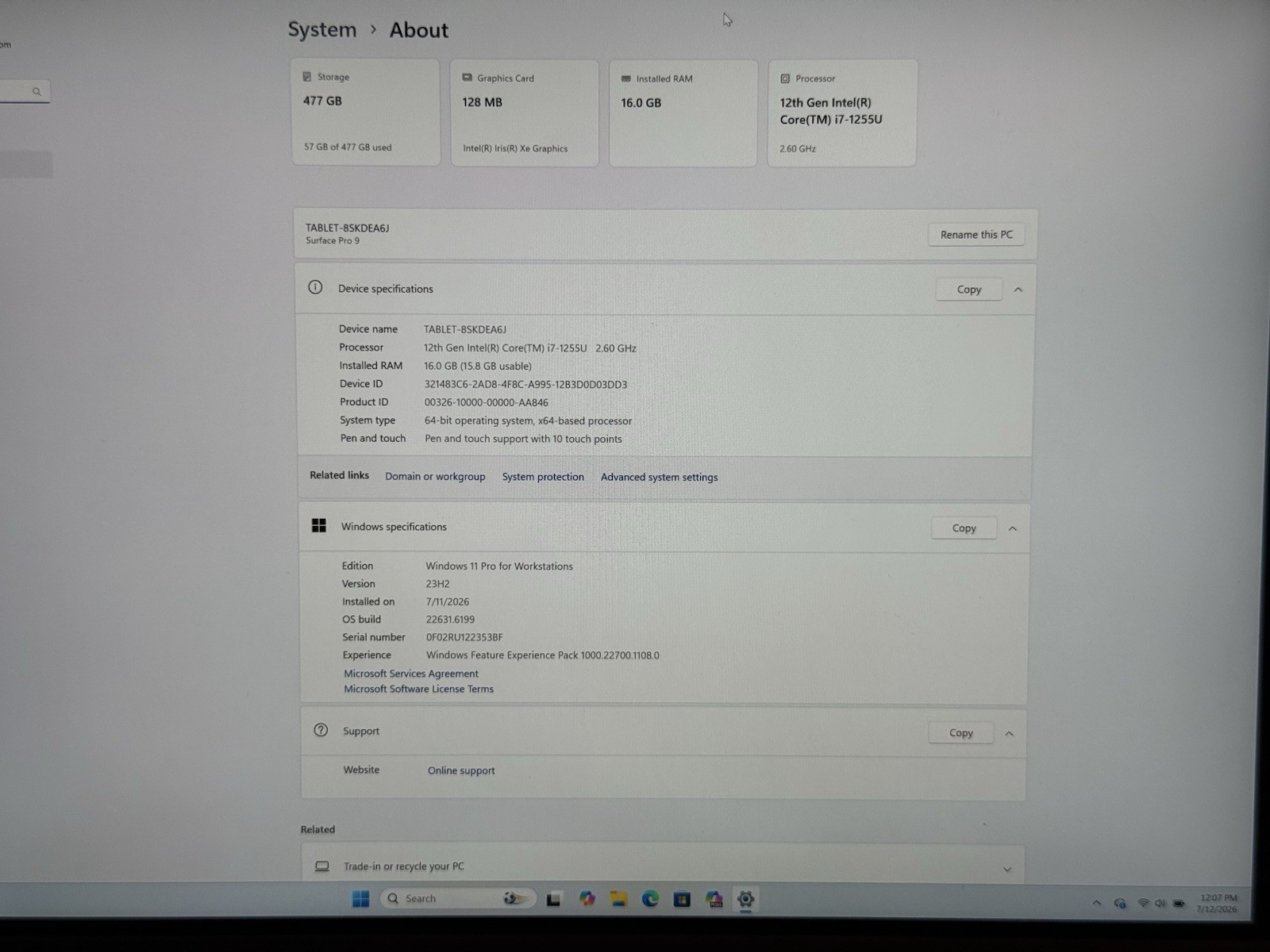 Microsoft Surface Pro 9 2038 i7-1255U 16GB RAM 512GB NVME Win 11