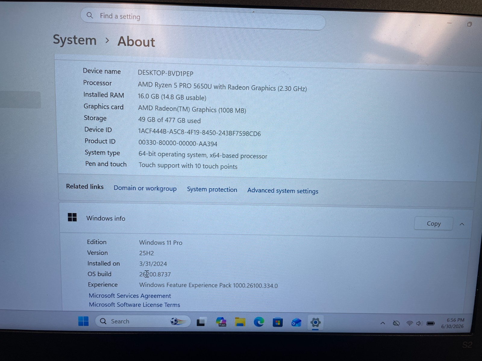 Lenovo ThinkPad S2 Gen 6 13″ Ryzen 5 5650U 16GB RAM 512GB SSD Win 11 Pro