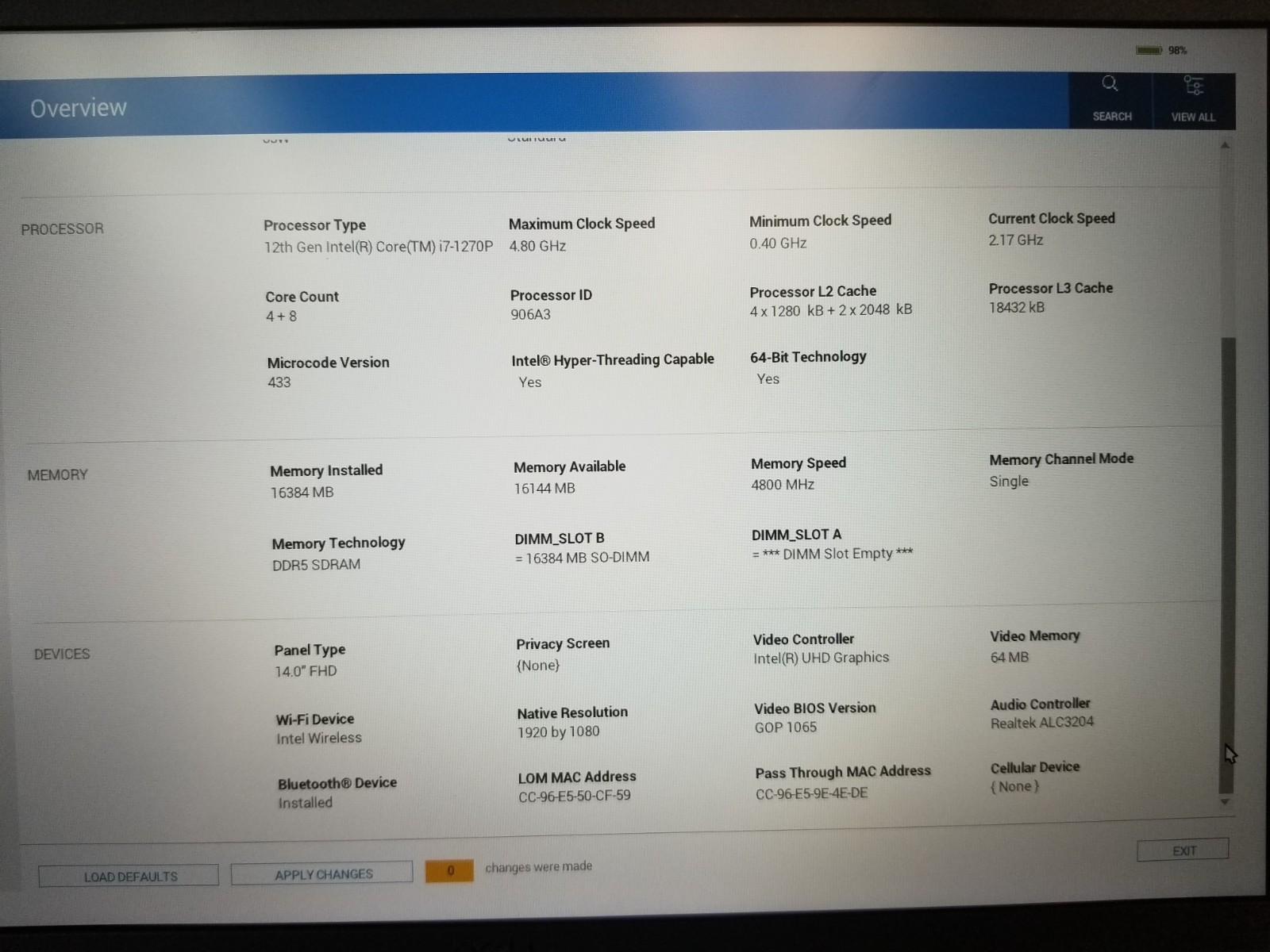 Dell Latitude 5431 14″ Intel i7-1270P 16GB DDR5 NO HDD NO OS/ FREE DELIVERY