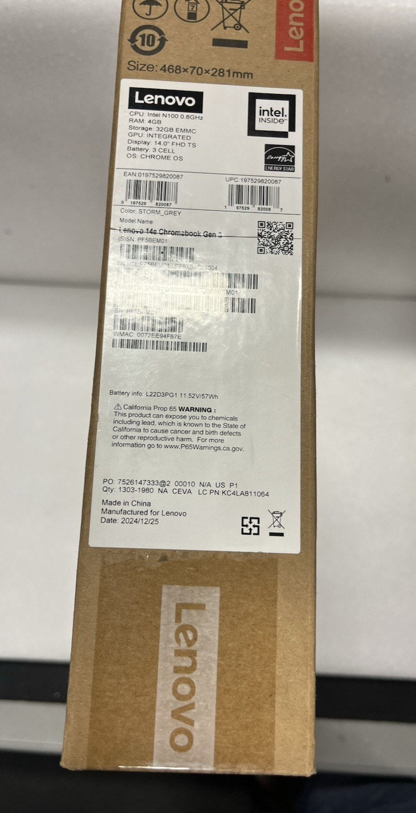 Lenovo 14e Chromebook Gen 3 – 14″ – Intel N100 – 4 GB RAM – 32 GB SSD – Touch