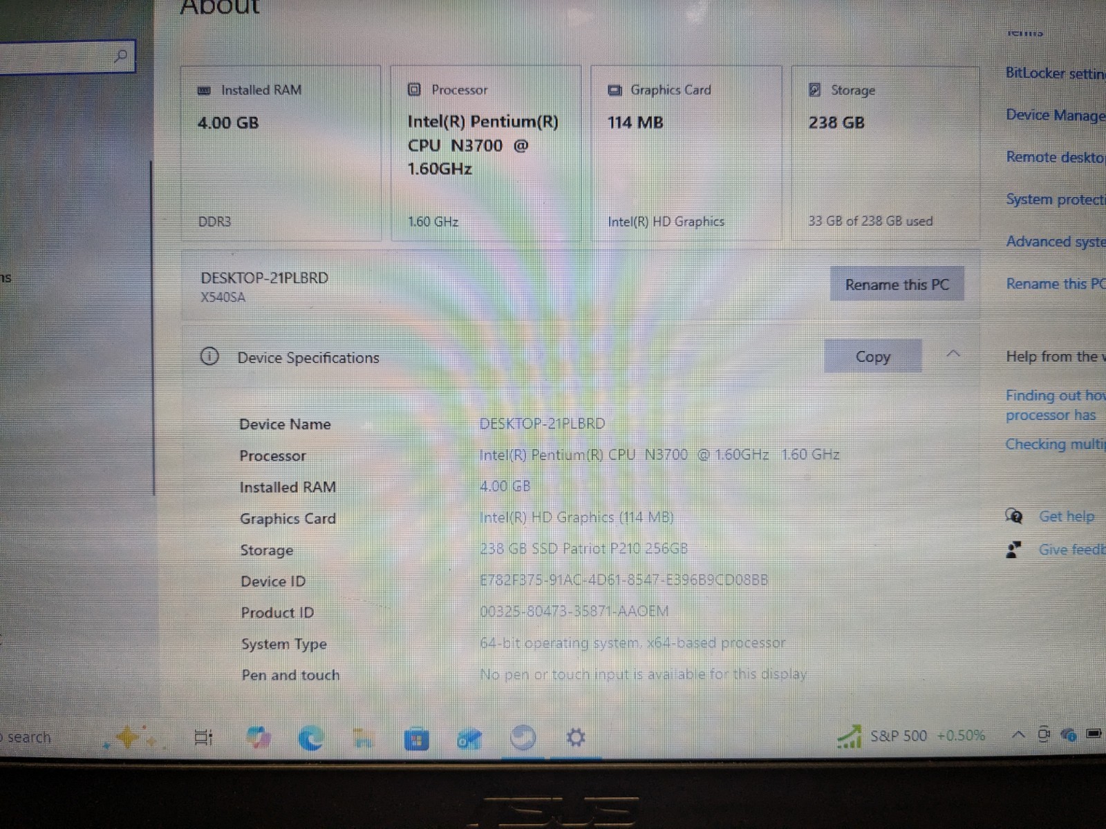 Asus X540SA tested and WORKING
