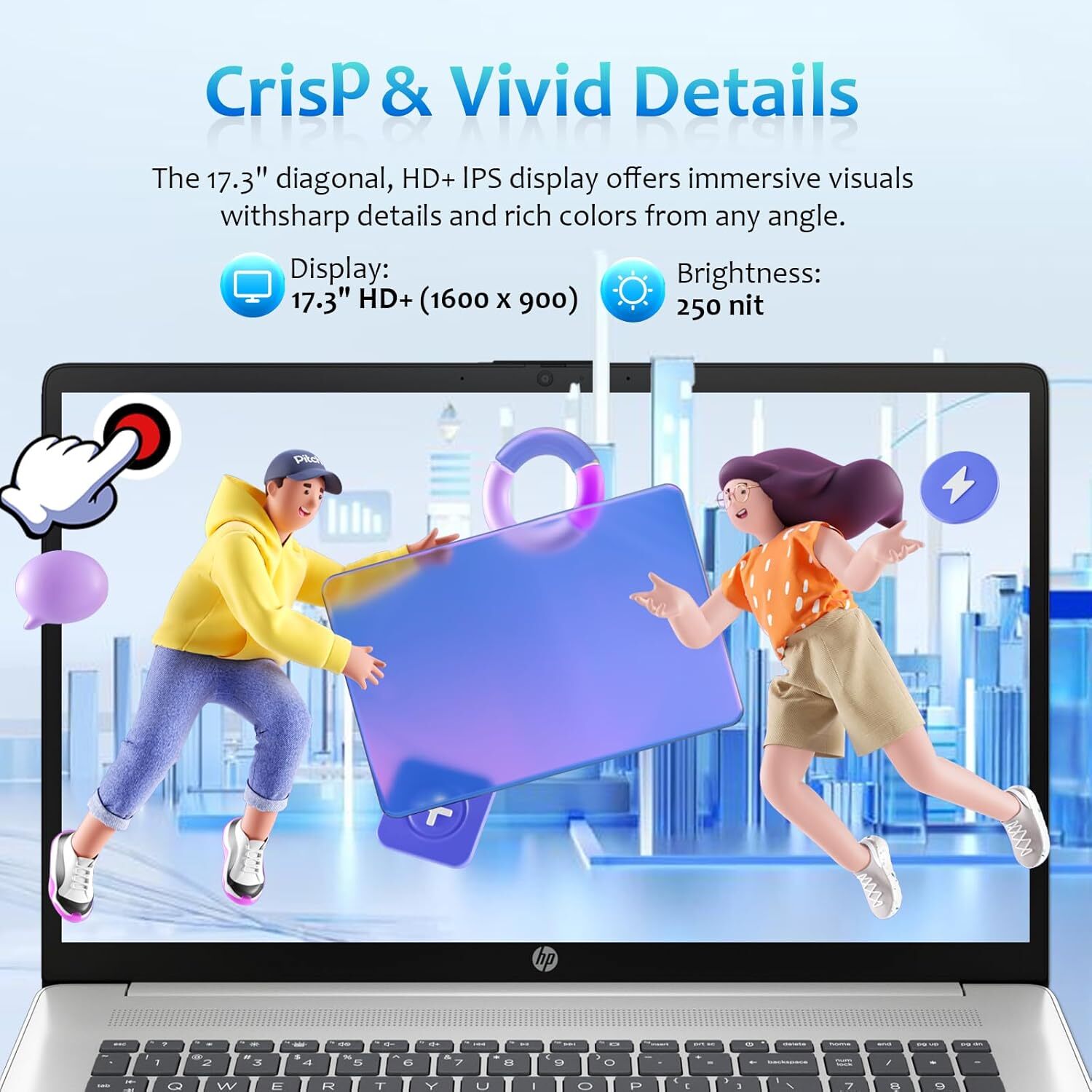 HP 17.3″Touch HD+ 250 nits Laptop,10Core i7-1355U,UpTo 64 2TB SSD Fingerprint