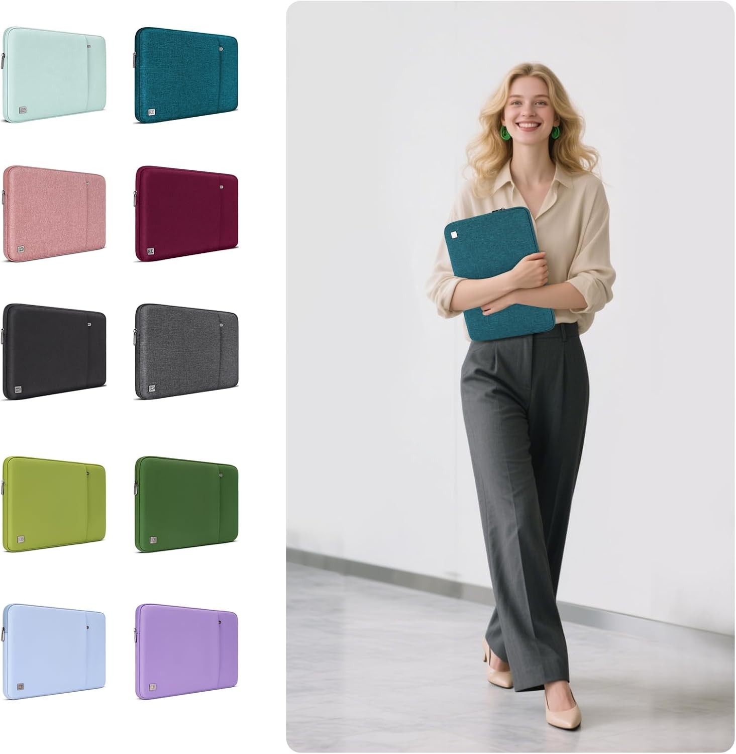 Sleeve for 15 inch MacBook Air M4/A3241, Dell XPS 15 Plus with Pocket, Teal