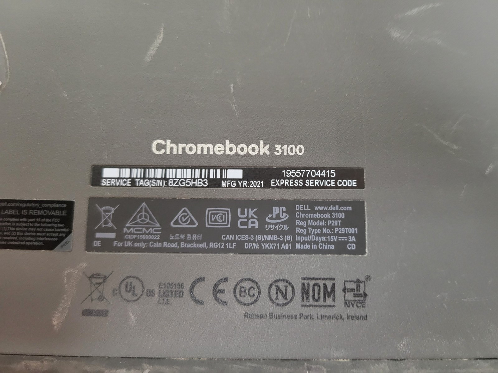 3x Dell Chromebook 3100 Intel Celeron N4000 4GB RAM 16GB SSD | LP530DS